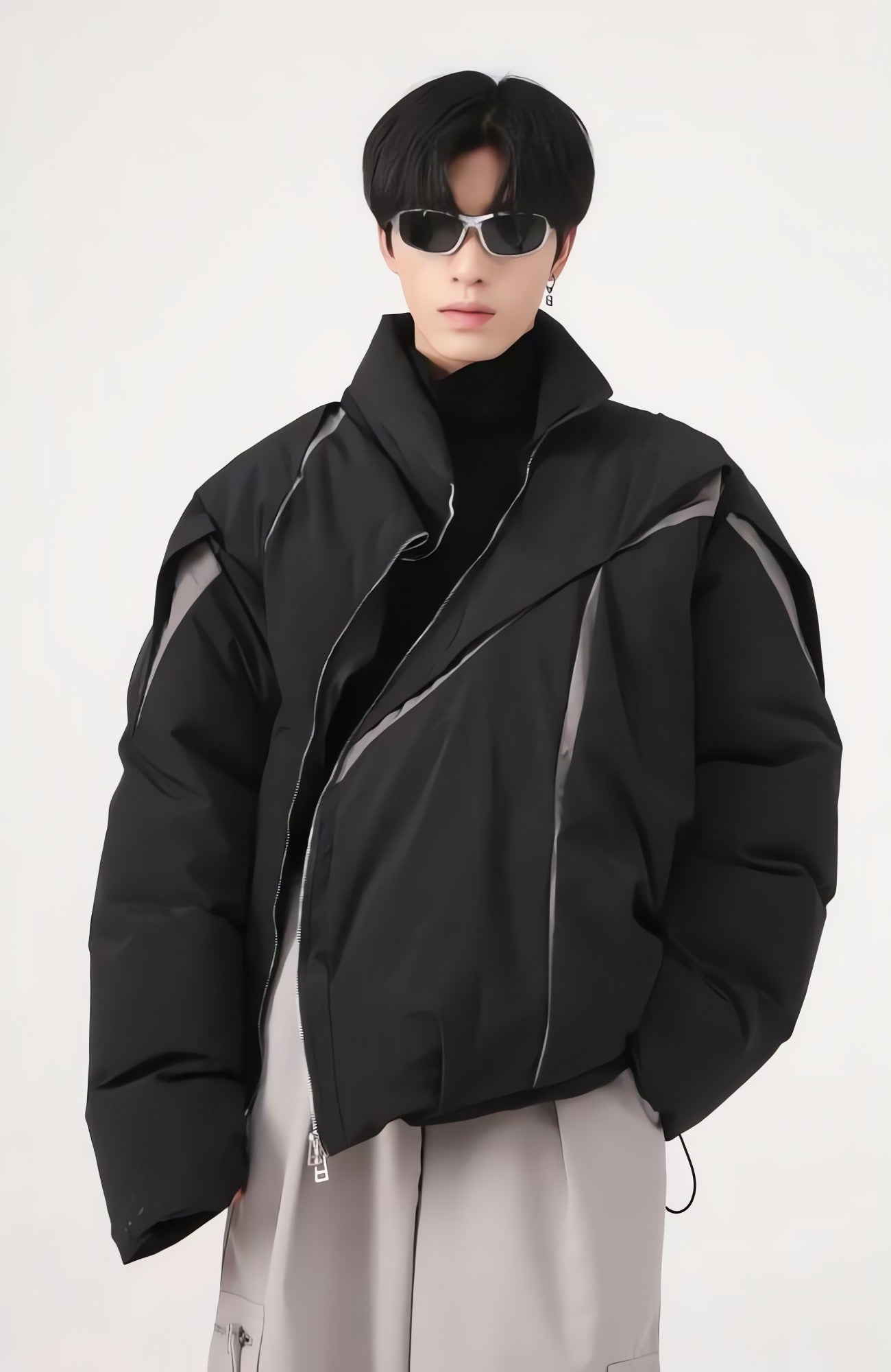 Y2K Asymmetrical Zipper Puffer Jacket - KAYSMAR
