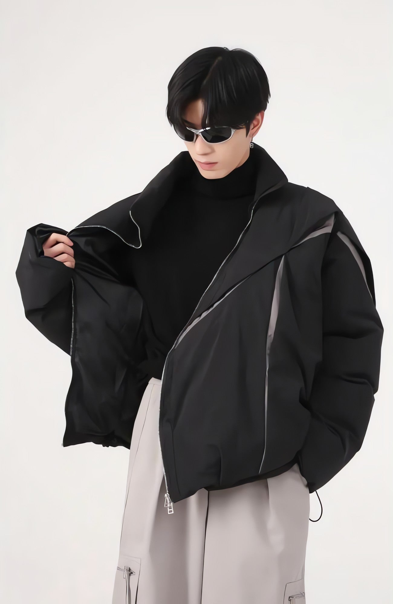 Y2K Asymmetrical Zipper Puffer Jacket - KAYSMAR