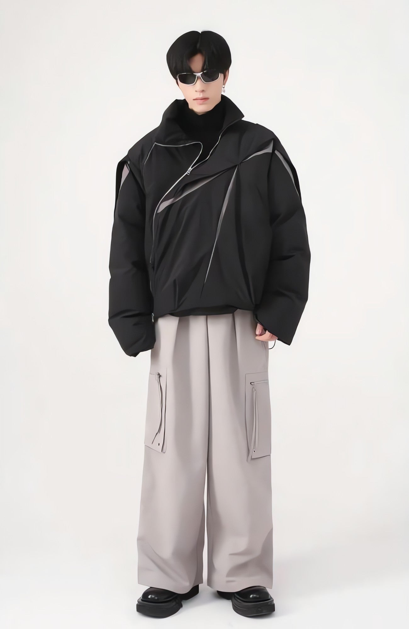Y2K Asymmetrical Zipper Puffer Jacket - KAYSMAR