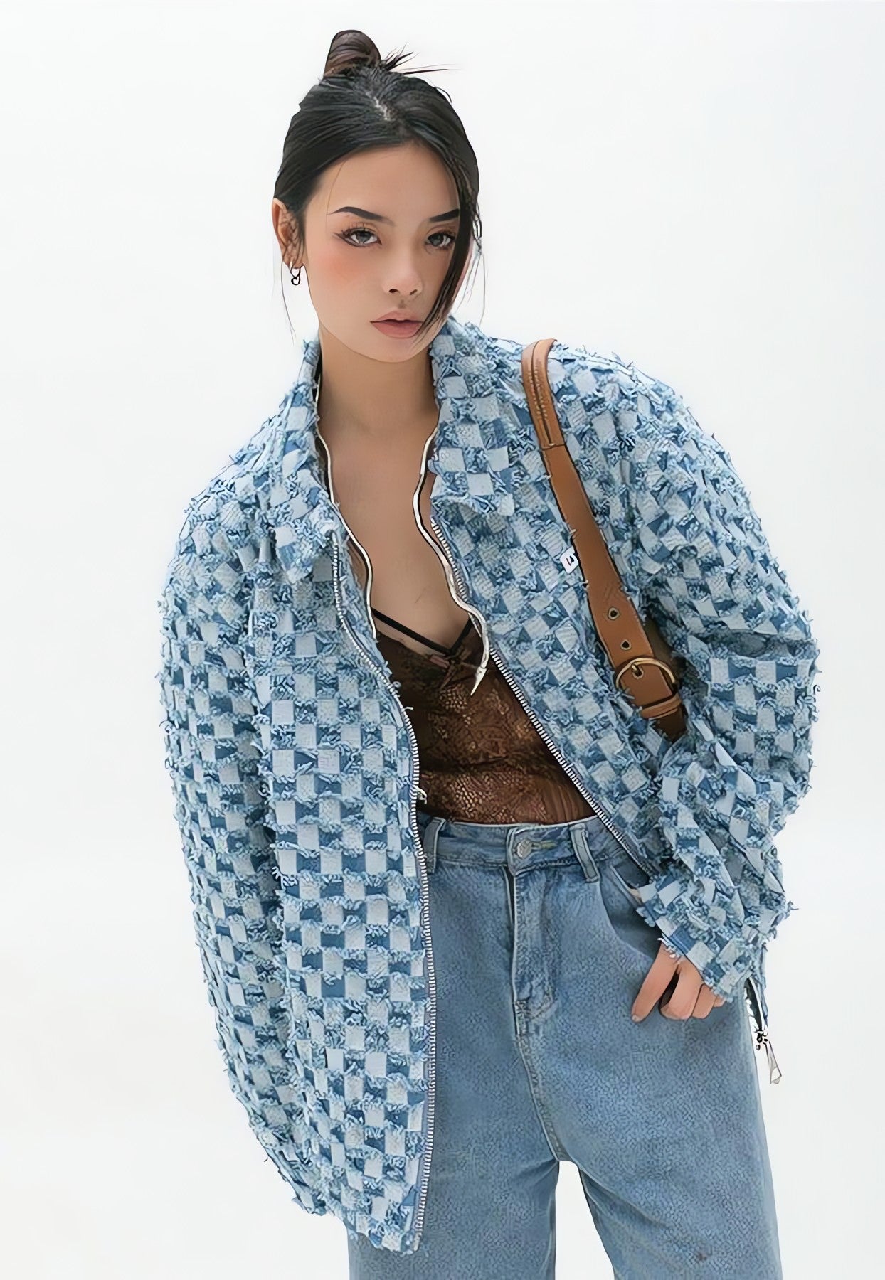Y2K Checkered Zip Up Jacket - KAYSMAR