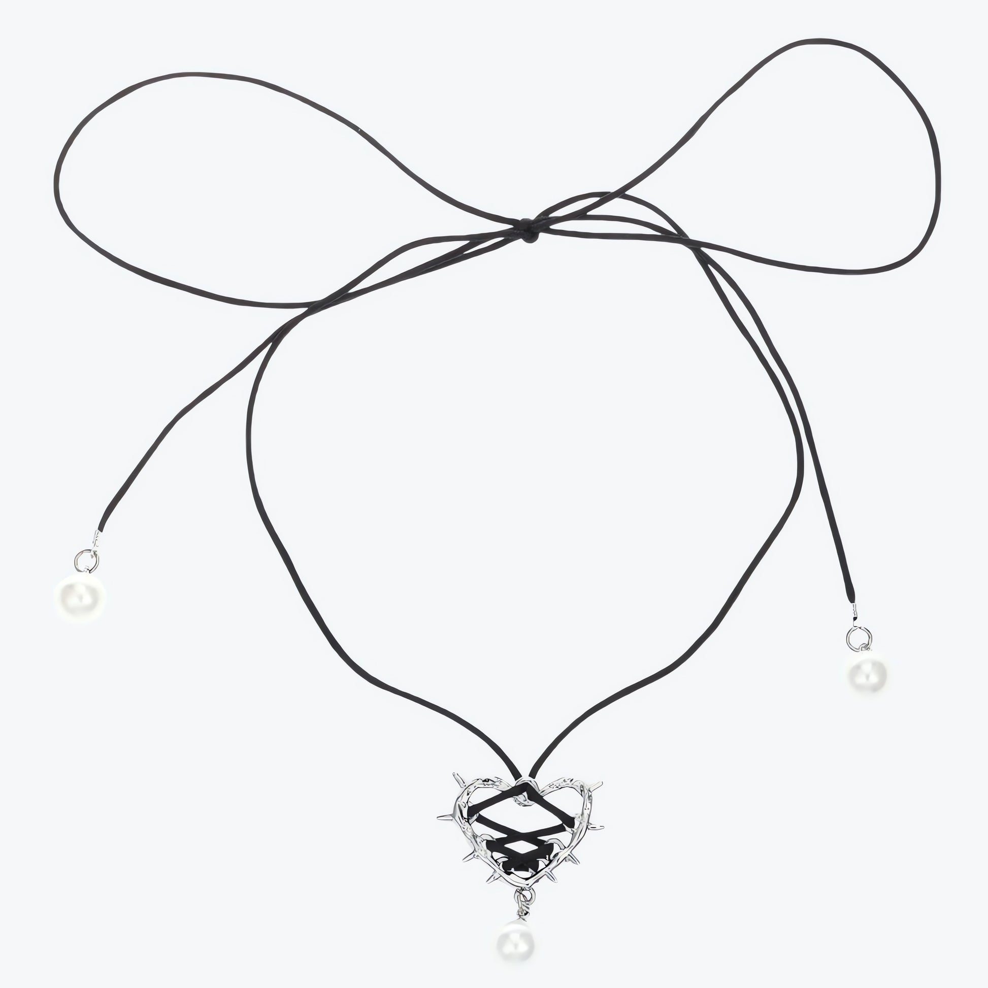 Y2K Coquette Barbed Heart Bow Tie Necklace - KAYSMAR