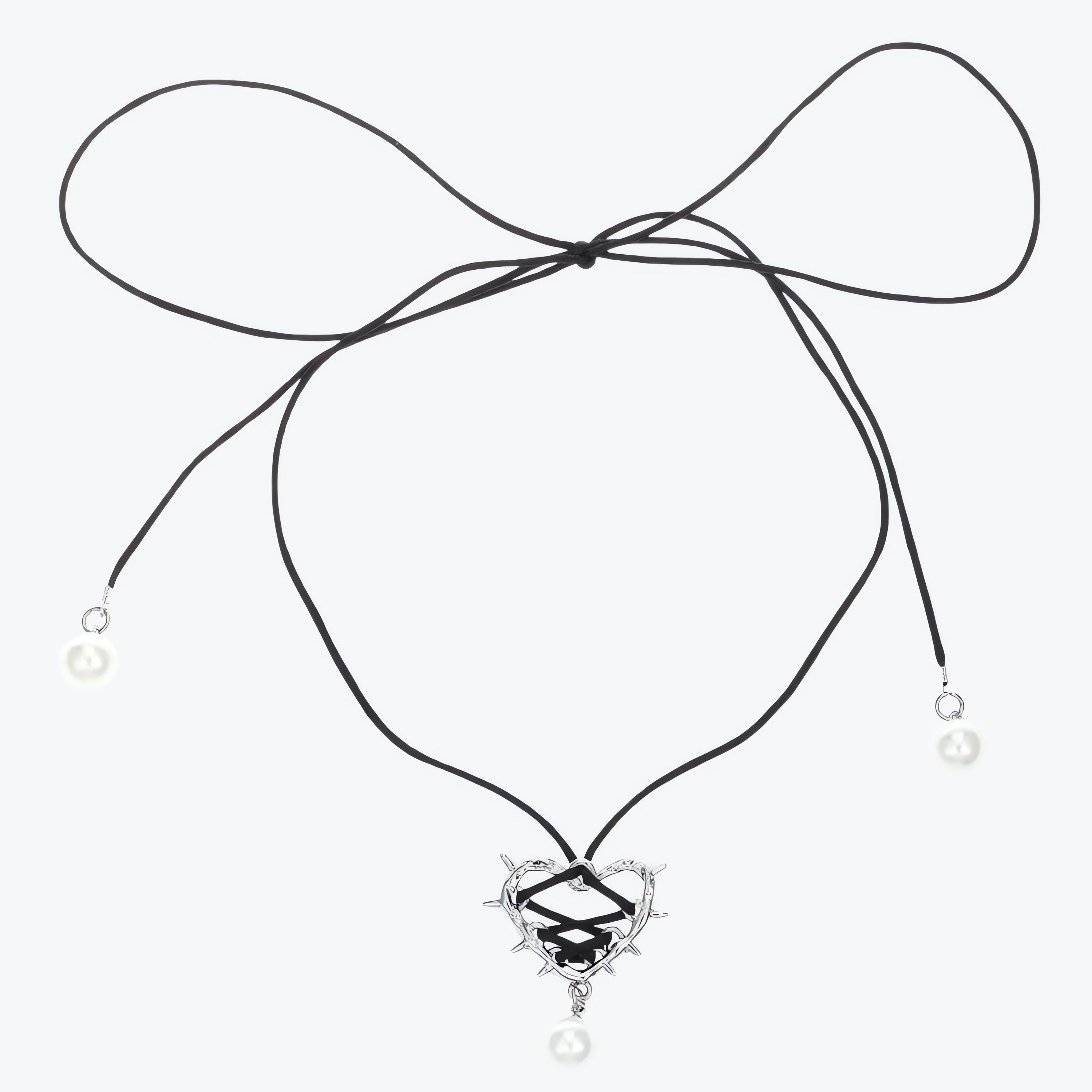 Y2K Coquette Barbed Heart Bow Tie Necklace - KAYSMAR