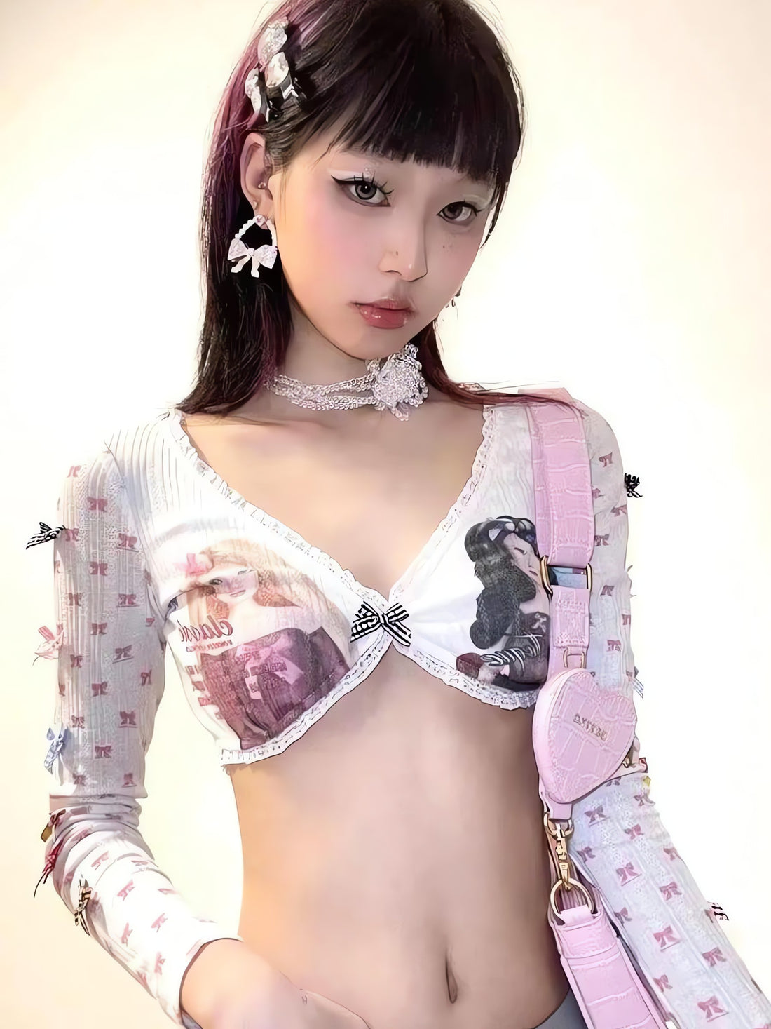 Y2K Coquette Barbie Crop Top - KAYSMAR