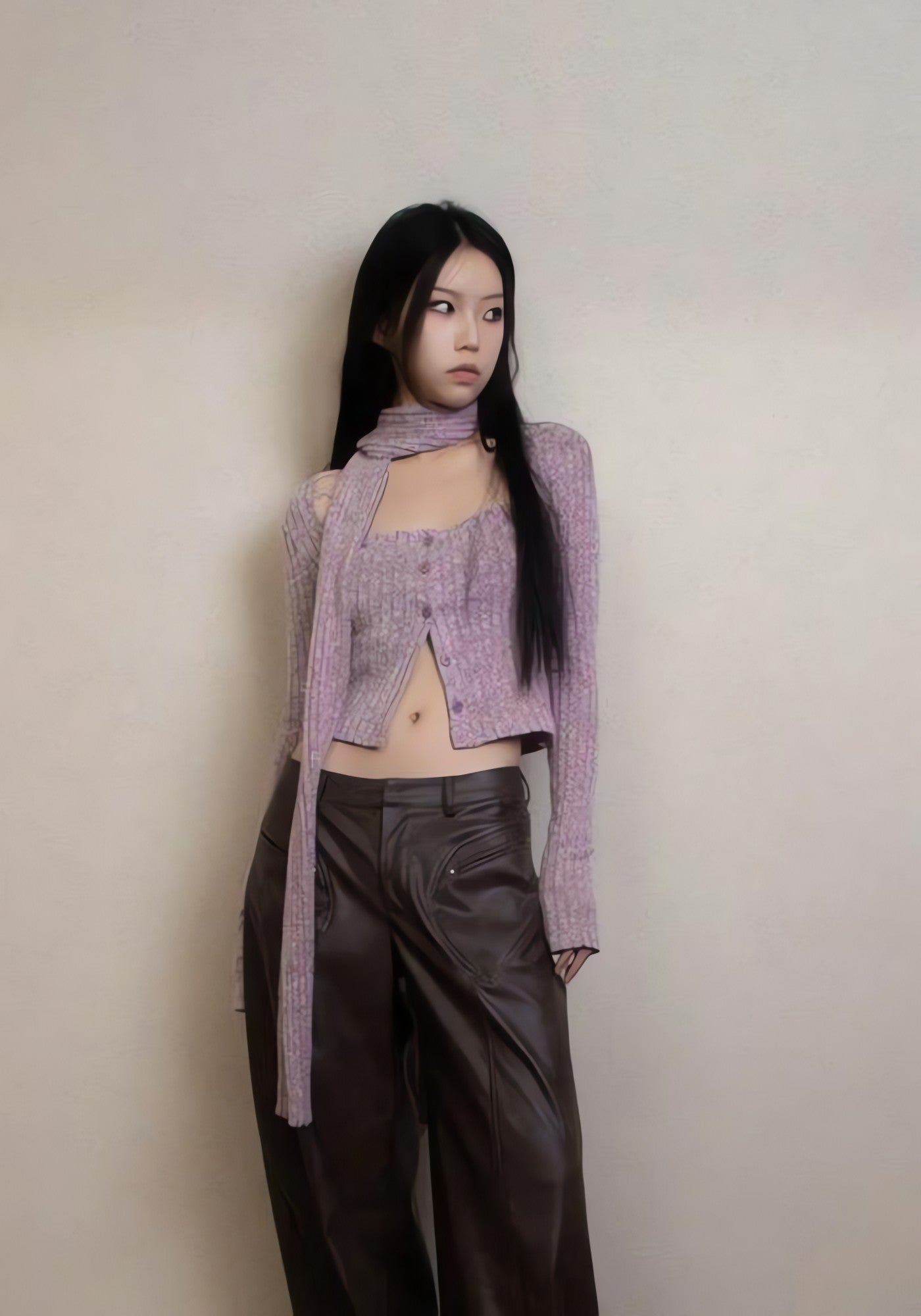 Y2K Corduroy Cropped Scarf Cardigan - KAYSMAR
