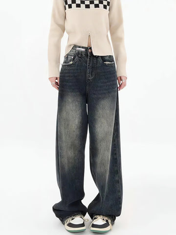 Y2K Distressed Pocket Wide Leg Jeans - KAYSMAR