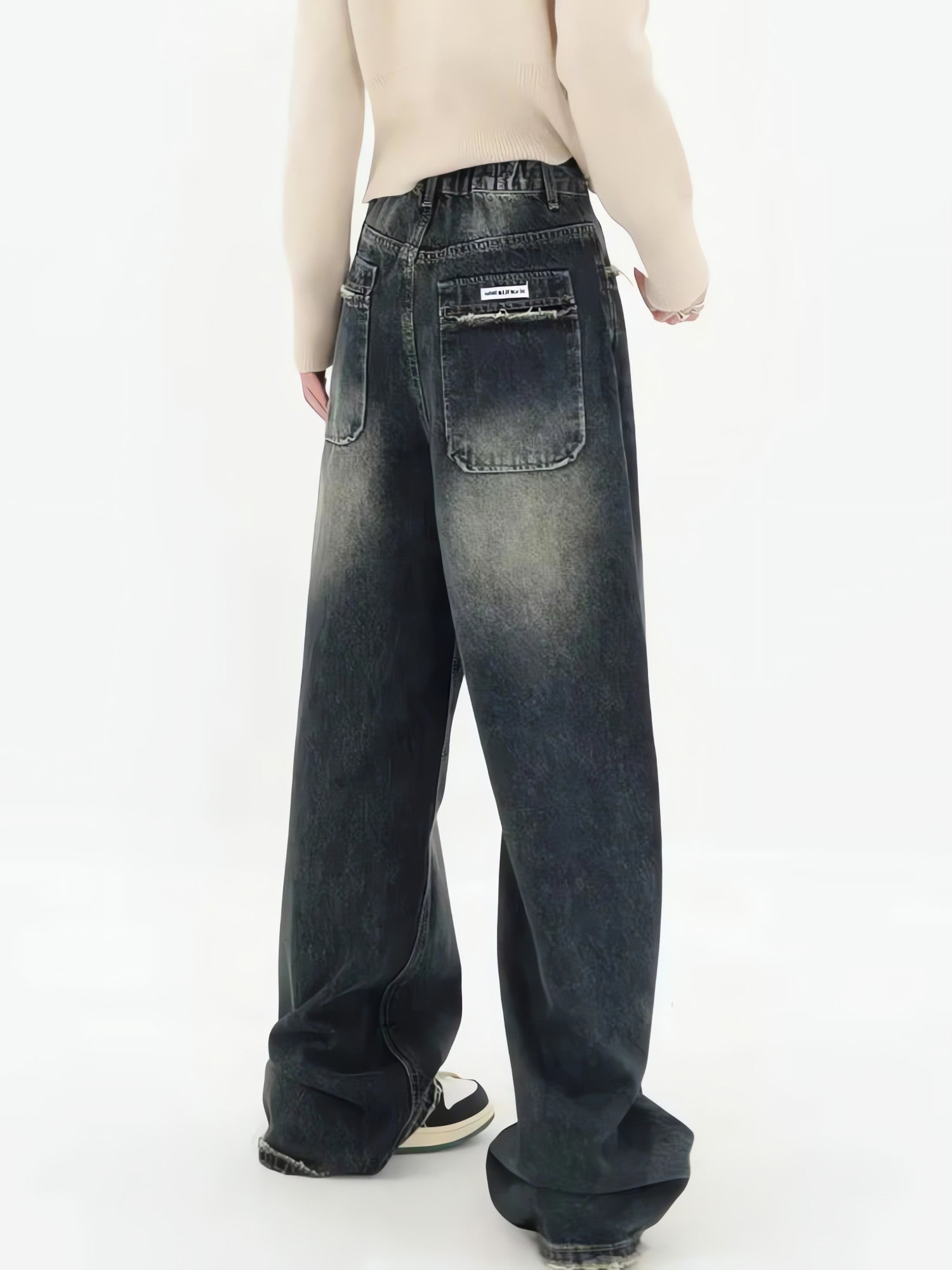 Y2K Distressed Pocket Wide Leg Jeans - KAYSMAR