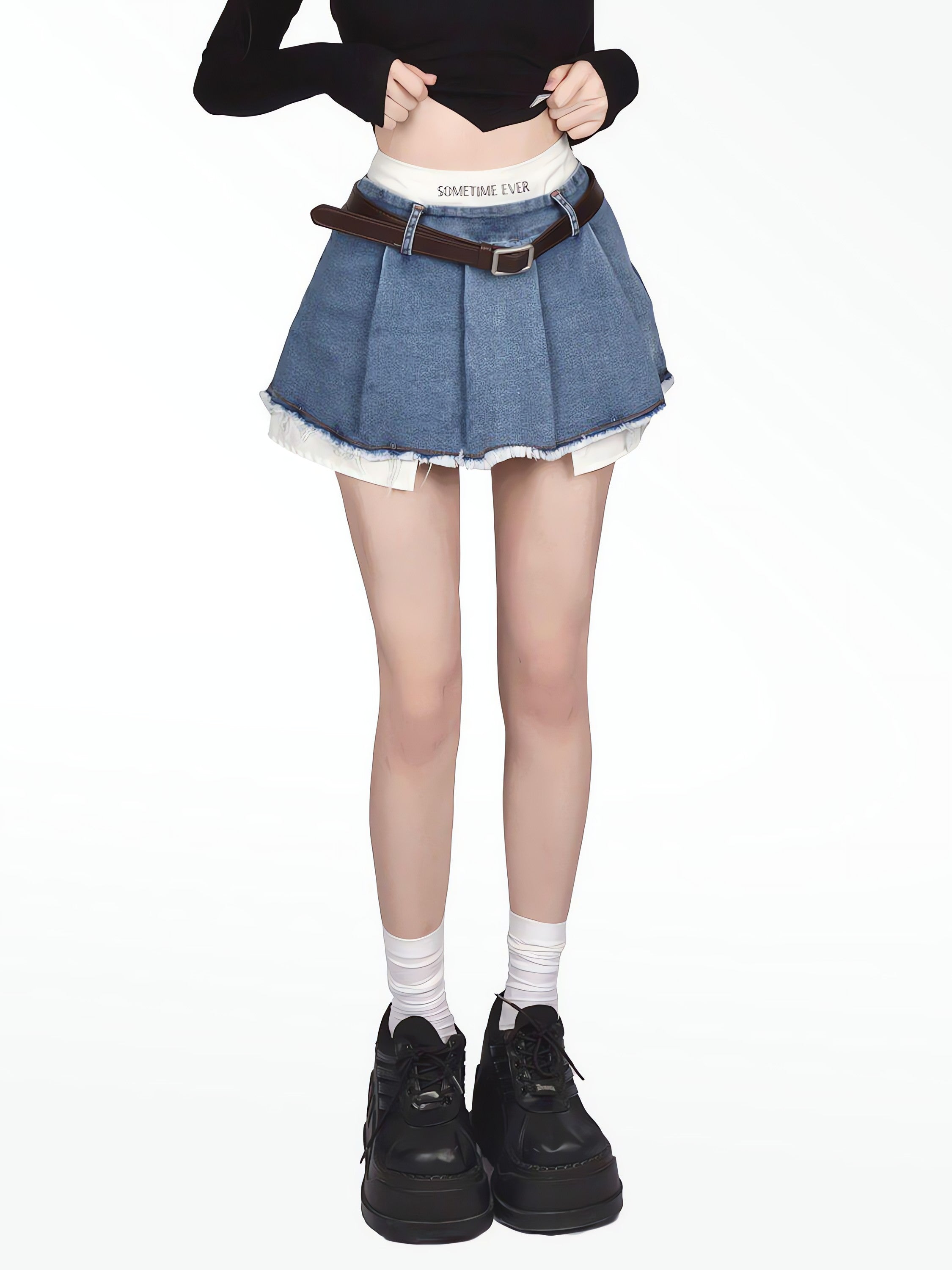 Y2K Fake Two Piece Pleated Mini Skirt - KAYSMAR