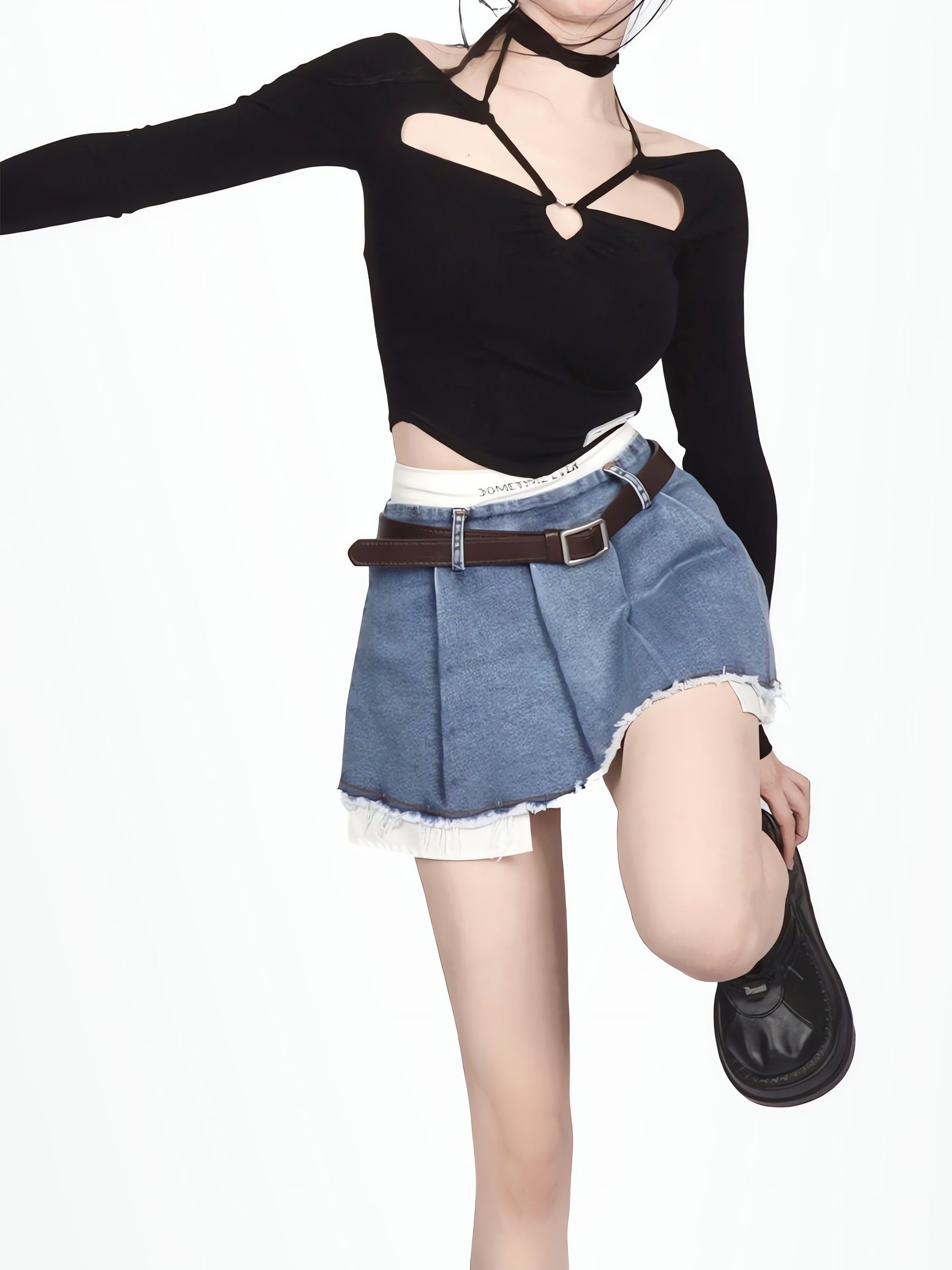 Y2K Fake Two Piece Pleated Mini Skirt - KAYSMAR