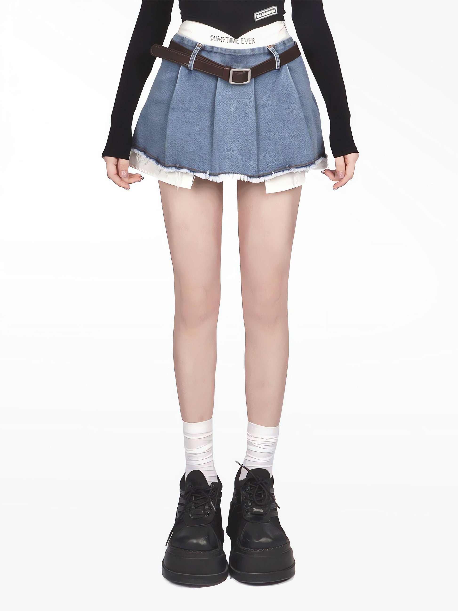 Y2K Fake Two Piece Pleated Mini Skirt - KAYSMAR