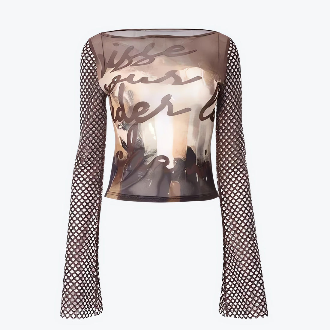 Y2K Fishnet Sleeve Mesh Top - KAYSMAR