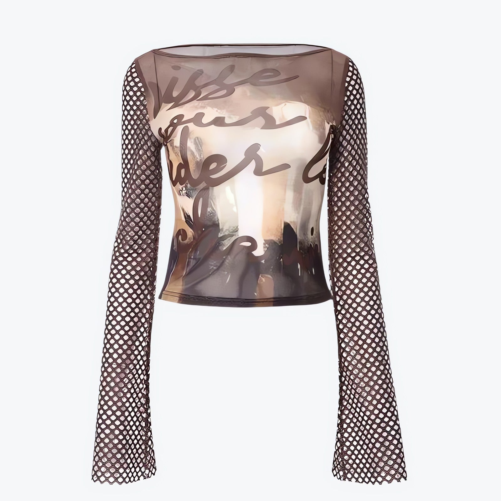 Y2K Fishnet Sleeve Mesh Top - KAYSMAR