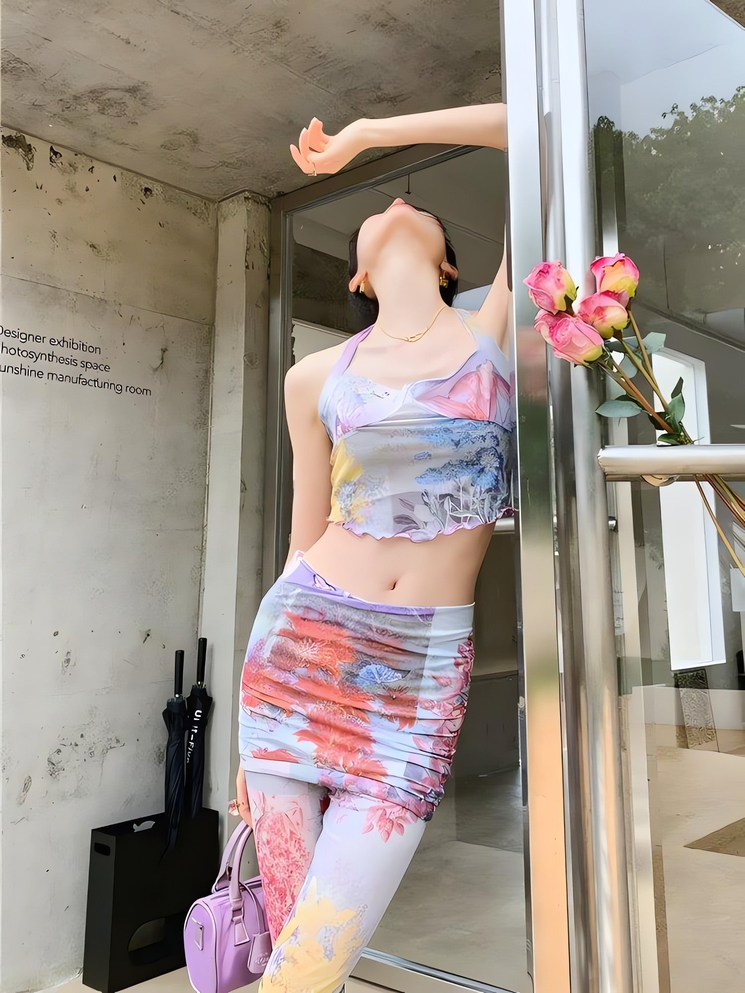 Y2K Flower Garden Mesh Two Piece Set - KAYSMAR