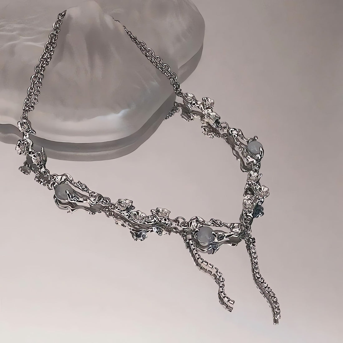 Y2K Flowers Beaded Chain Necklace - KAYSMAR