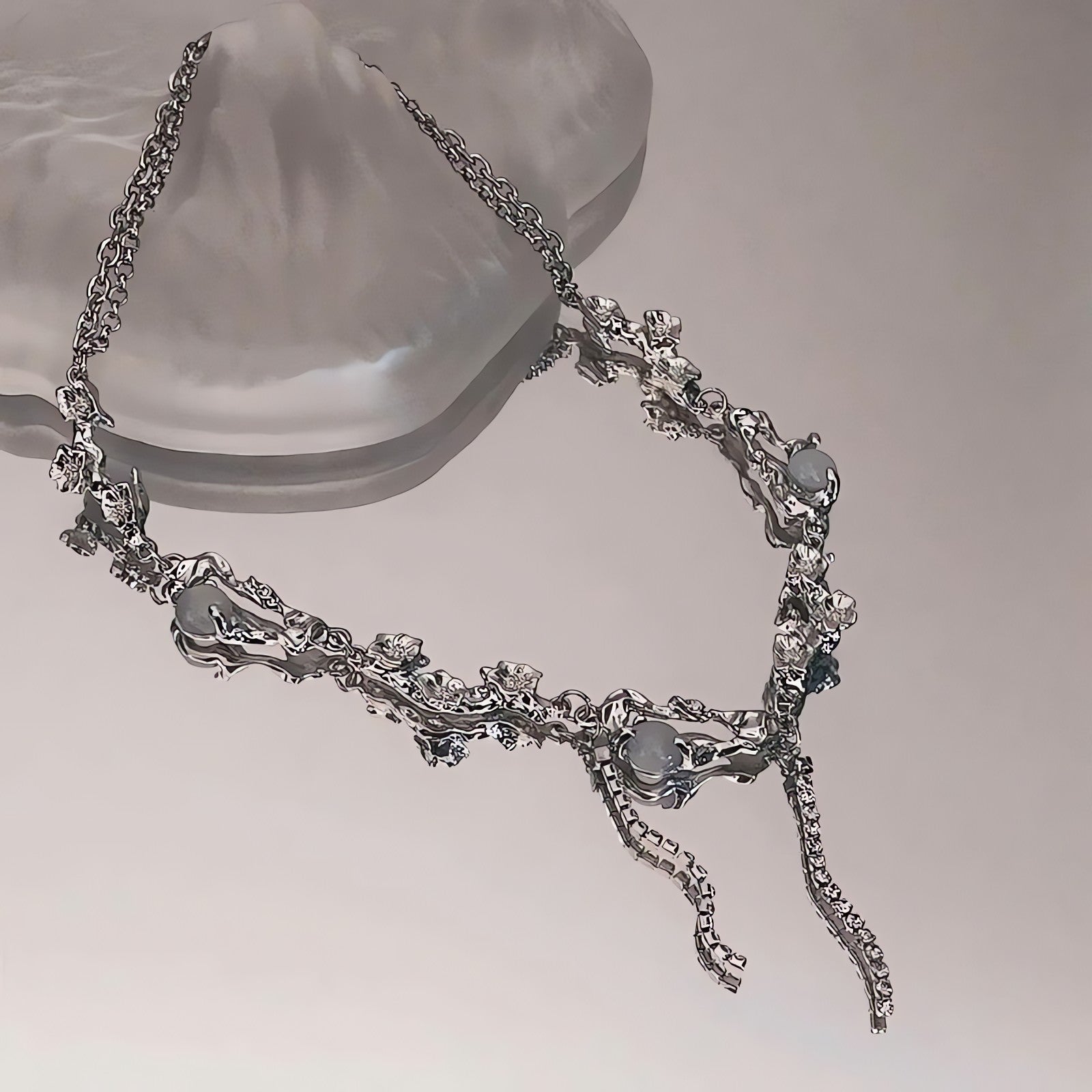 Y2K Flowers Beaded Chain Necklace - KAYSMAR