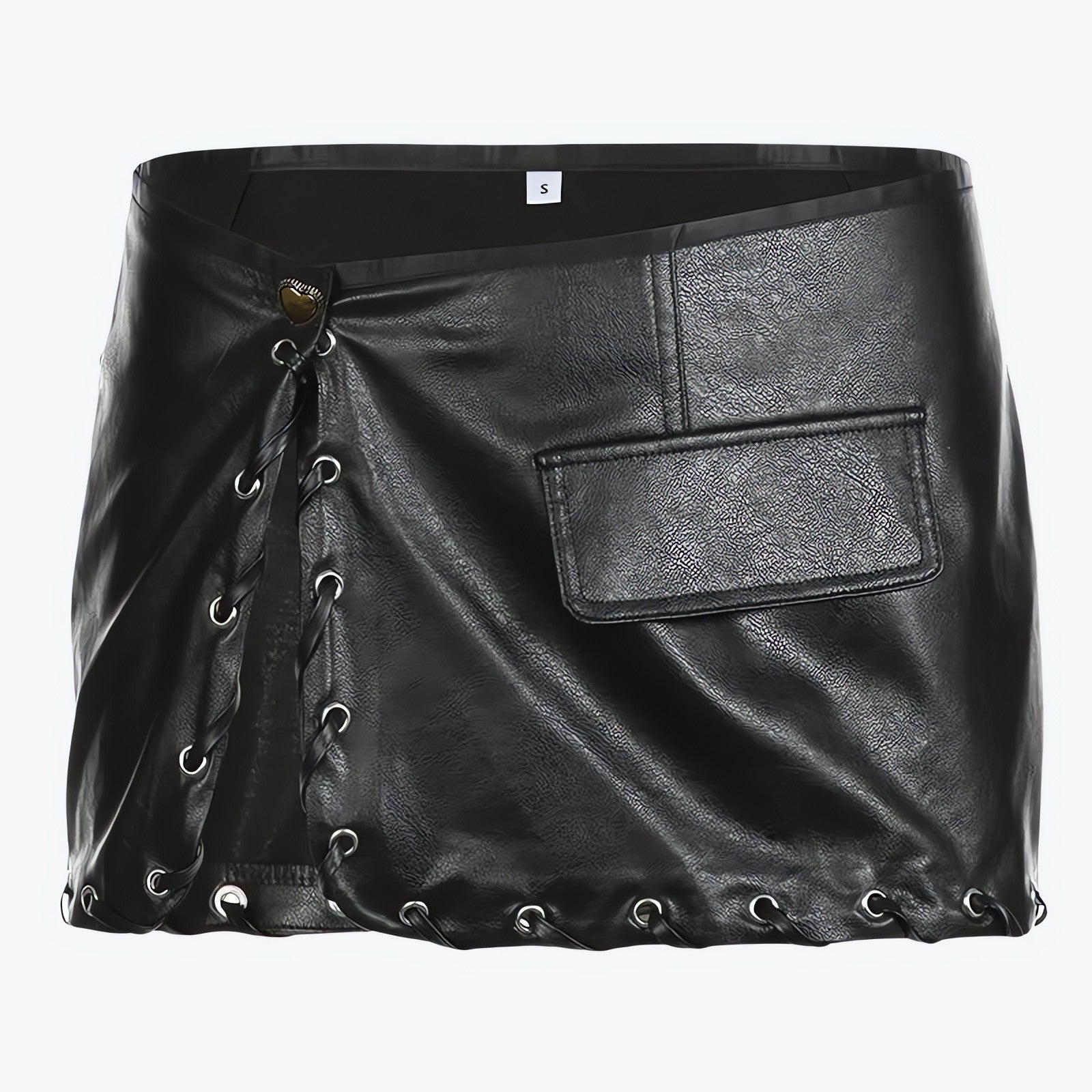 Y2K Grunge Faux Leather Mini Skirt - KAYSMAR