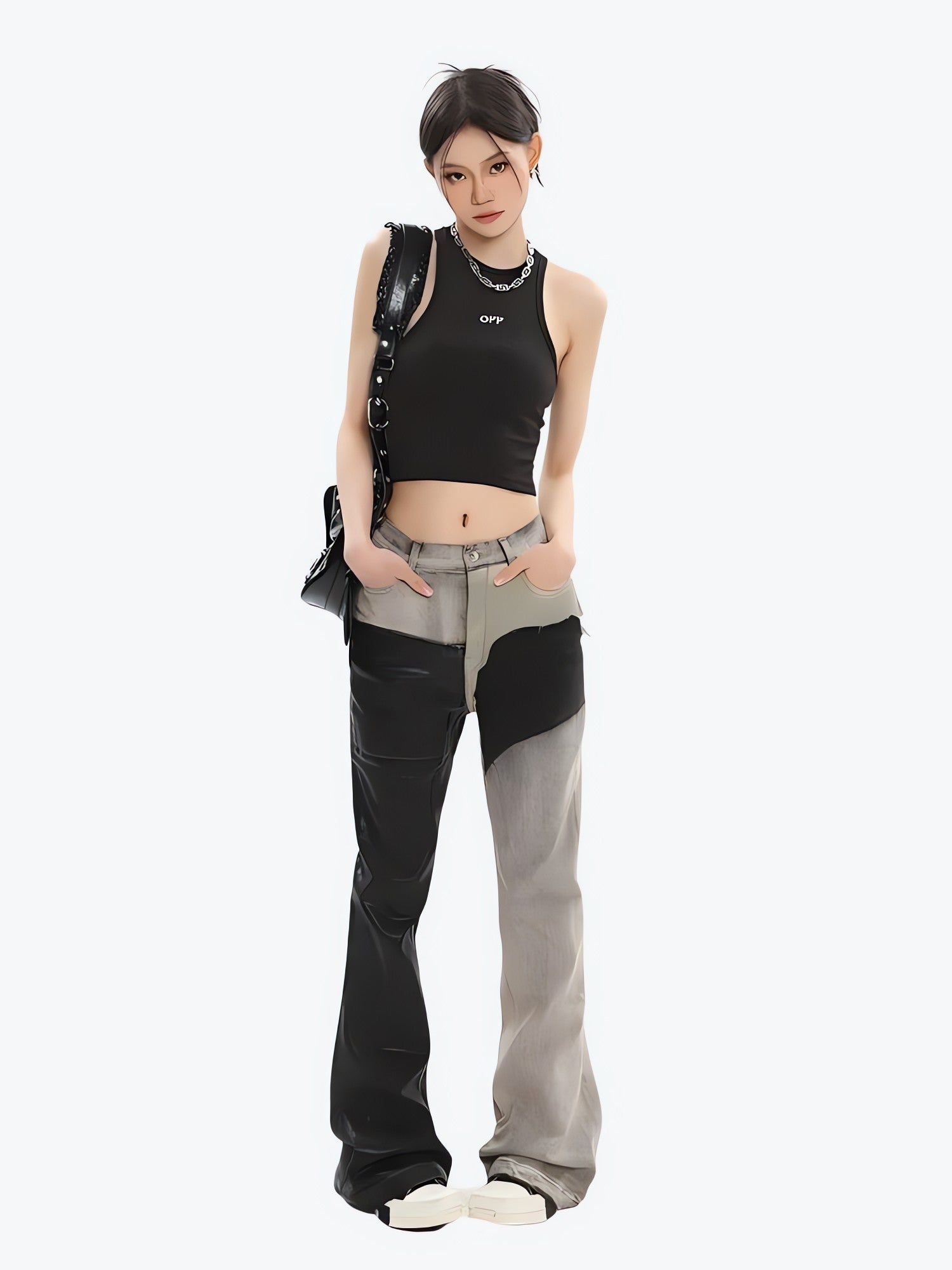 Y2K Grunge Patchwork Flare Pants - KAYSMAR