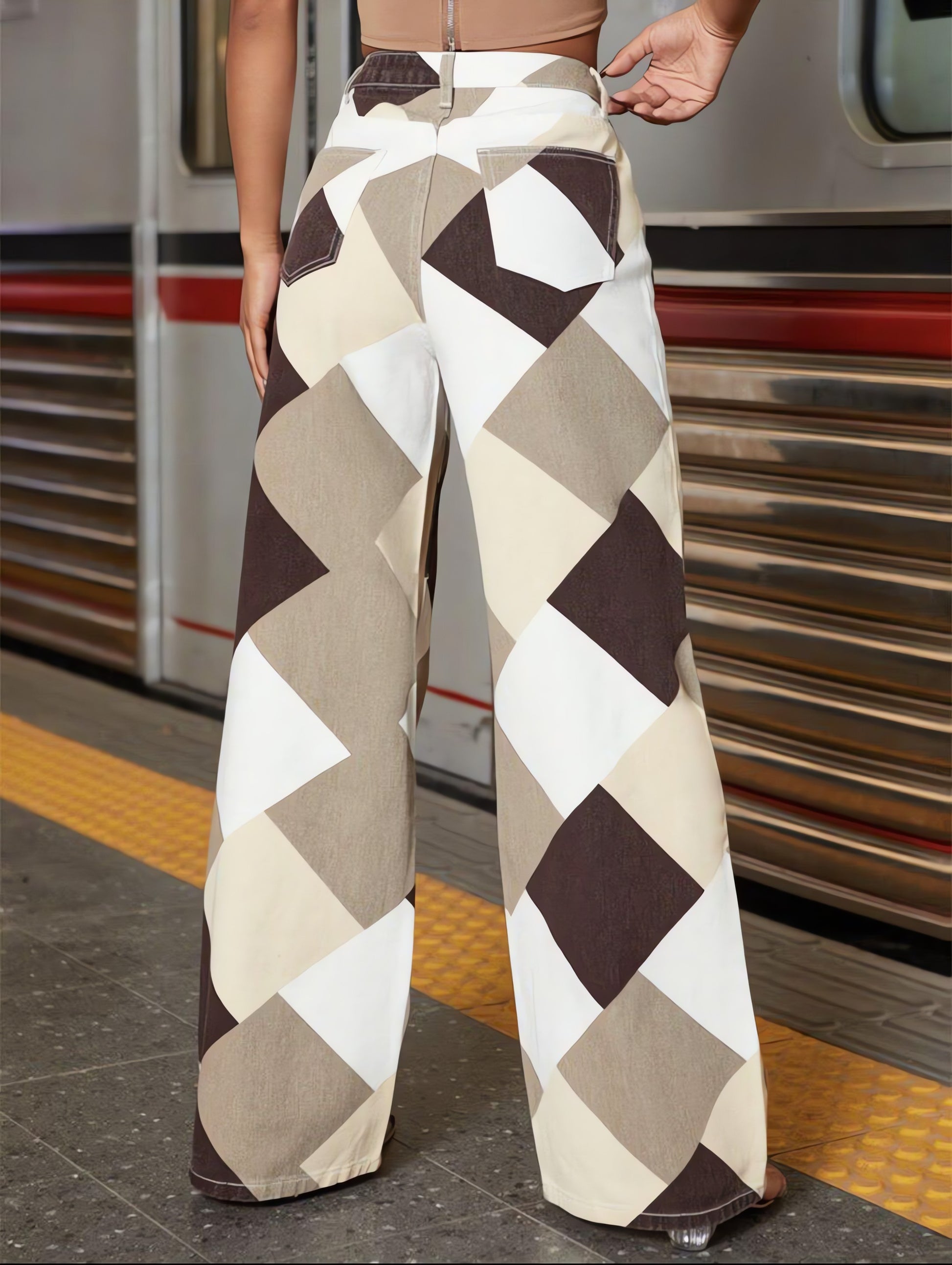 Y2K Harlequin Wide Leg Jeans - KAYSMAR