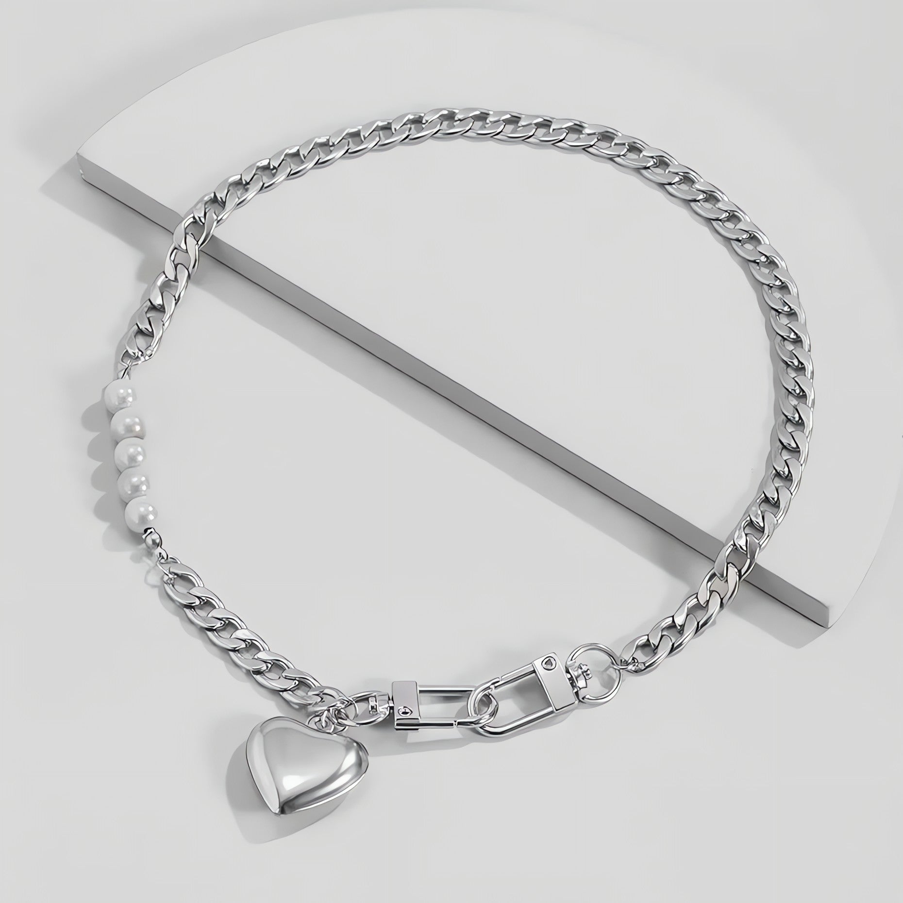 Y2K Heart Chain Beaded Necklace - KAYSMAR