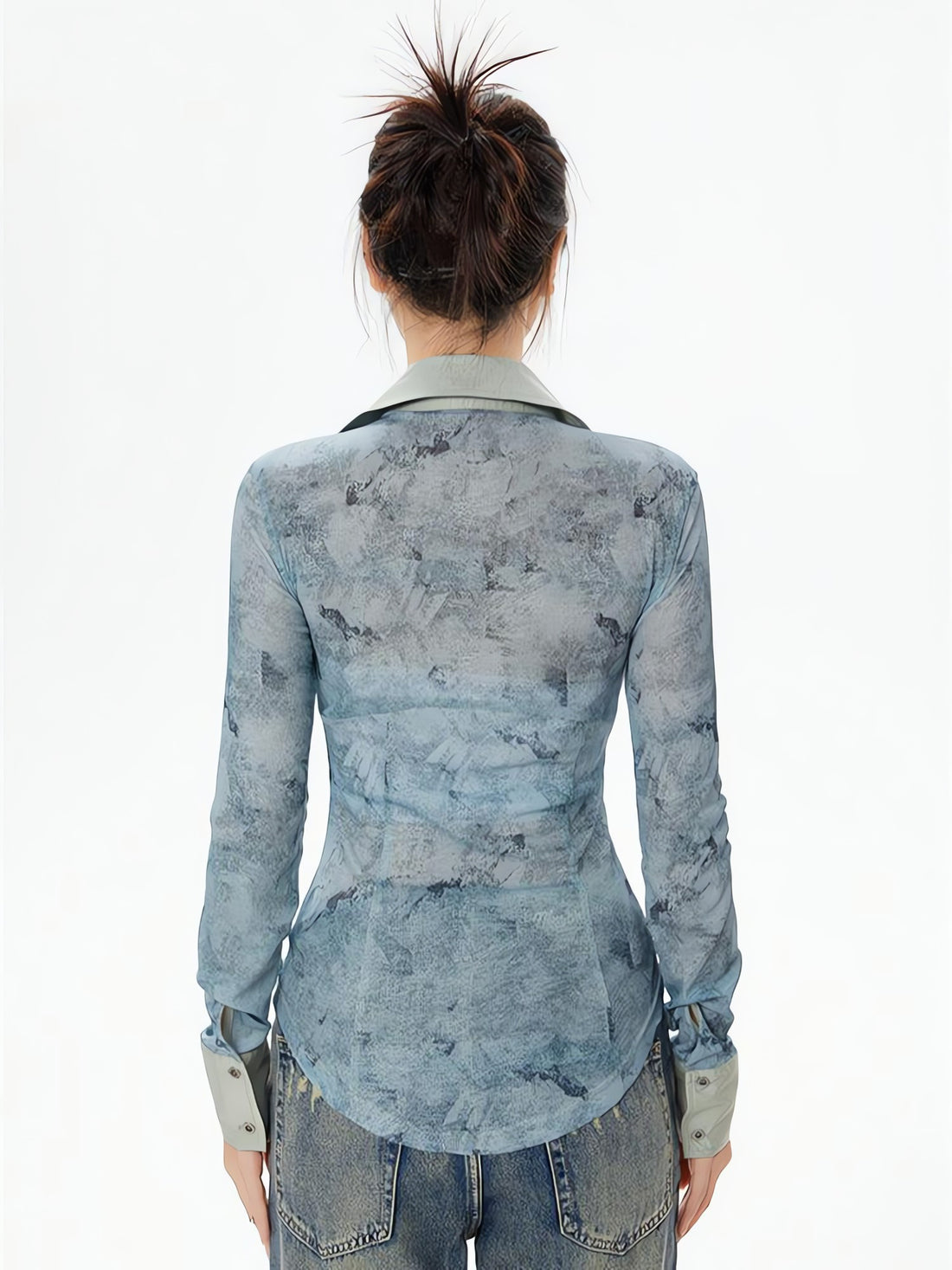 Y2K Lace Up Sheer Shirt - KAYSMAR