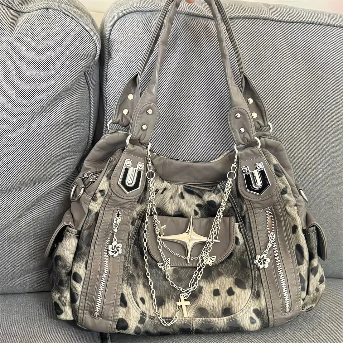 Y2K Leopard Faux Fur Bag - KAYSMAR