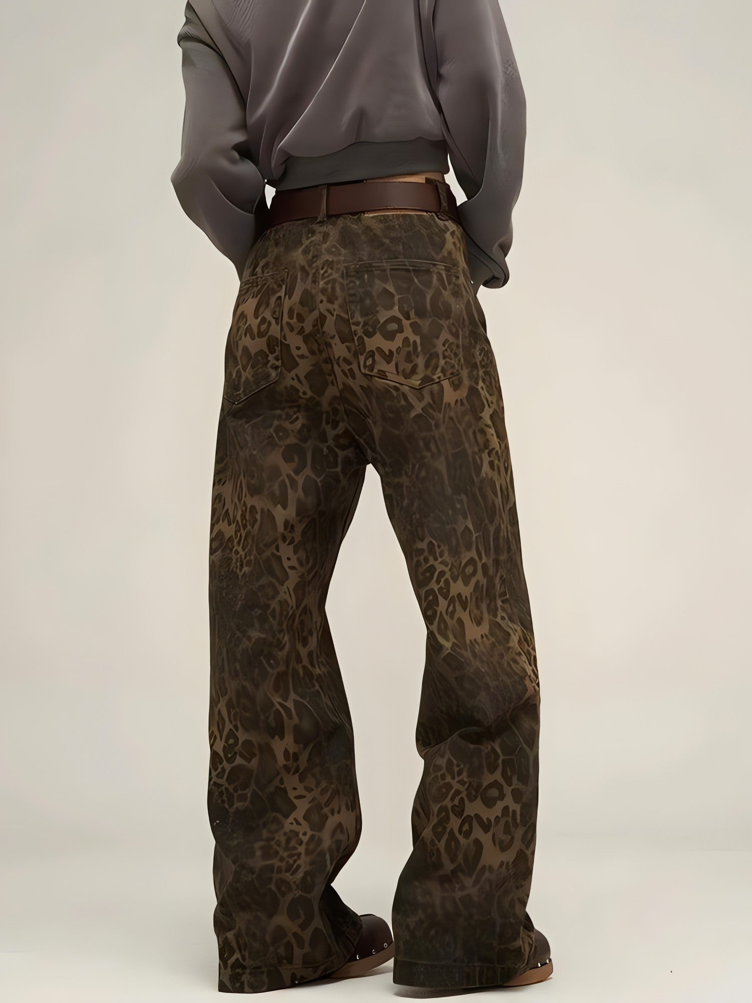 Y2K Leopard Straight Leg Pants - KAYSMAR