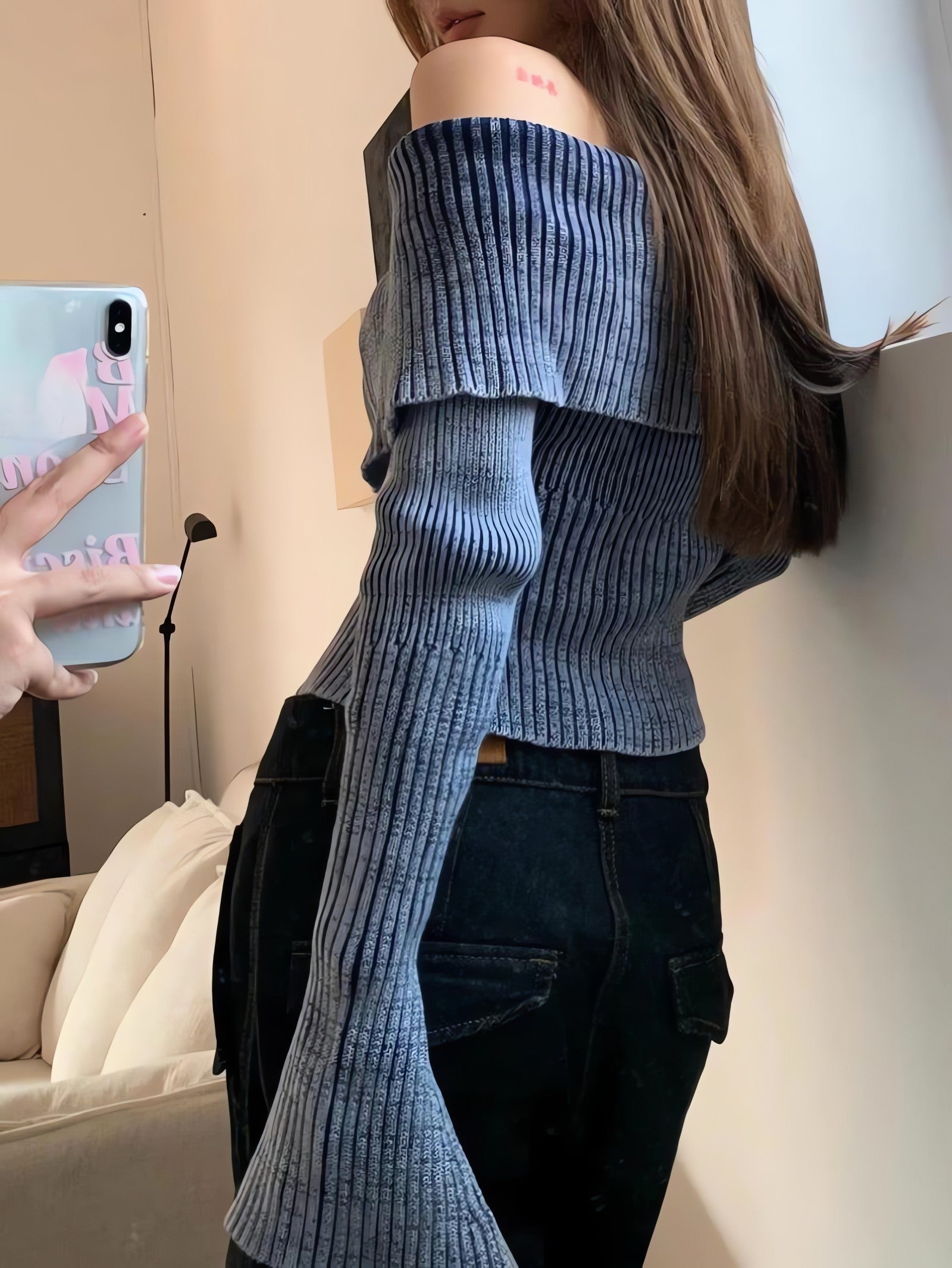 Y2K Off Shoulder Cardigan - KAYSMAR