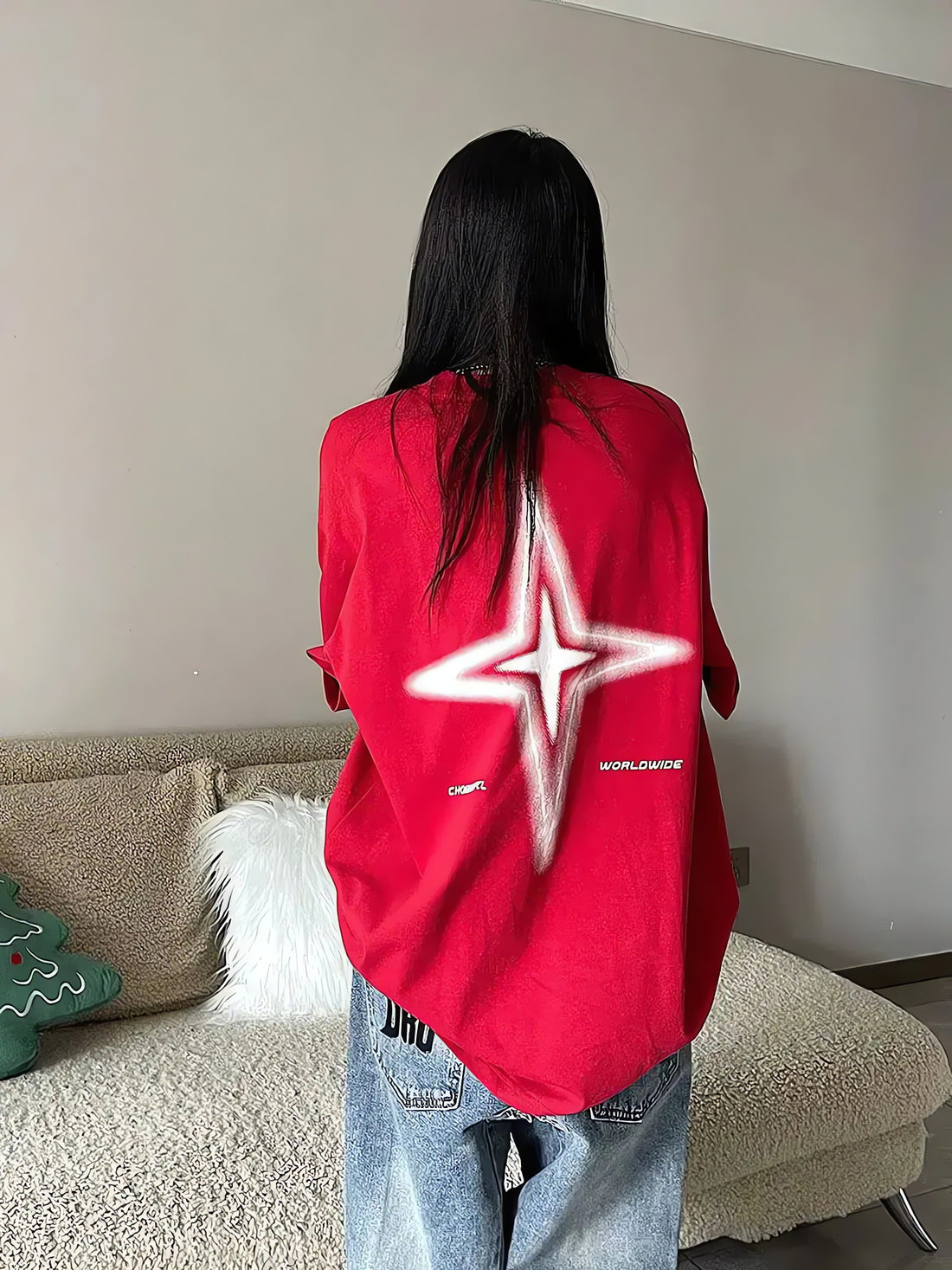 Y2K Shiny Star Worldwide Tee - KAYSMAR
