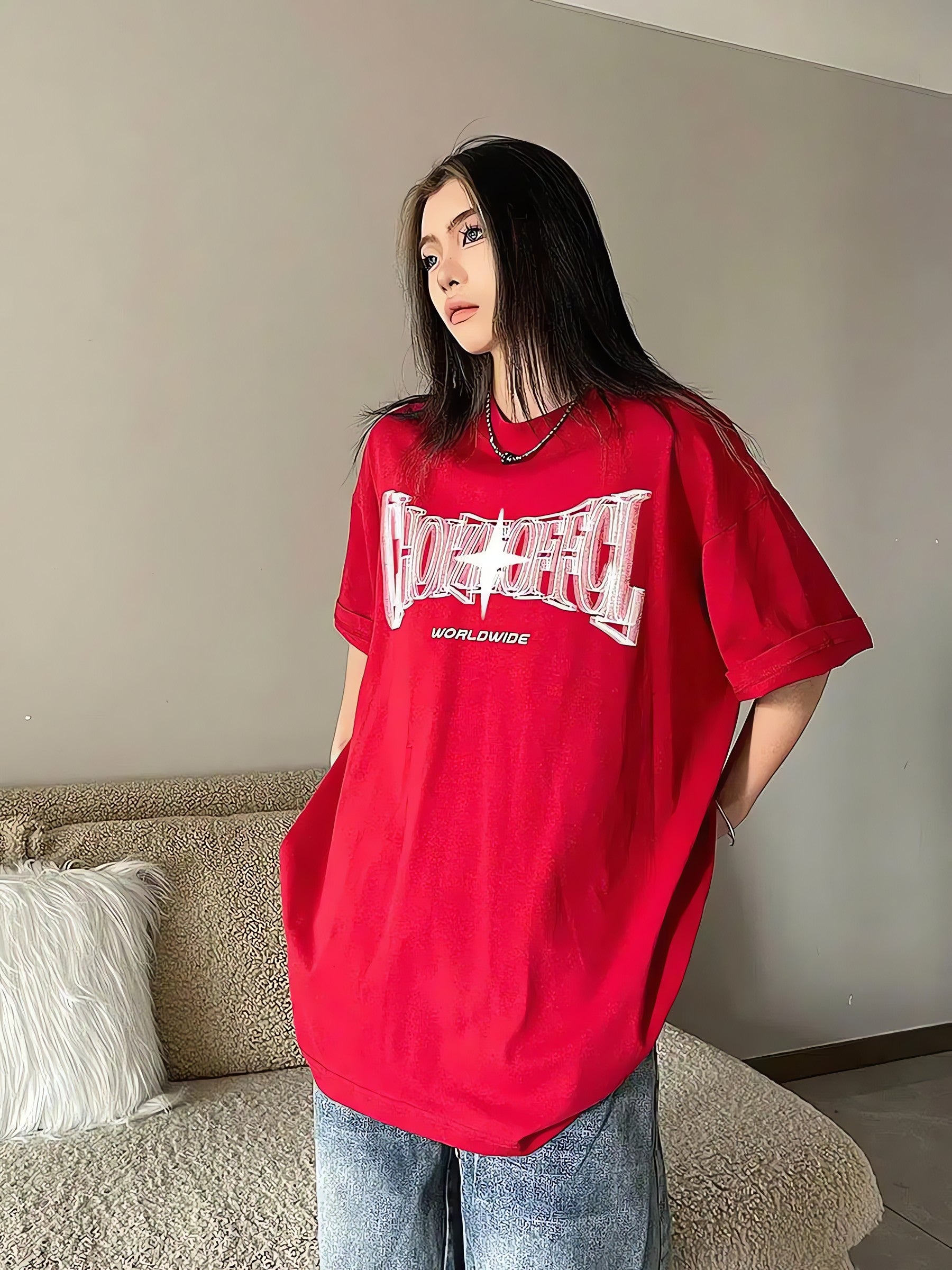 Y2K Shiny Star Worldwide Tee - KAYSMAR