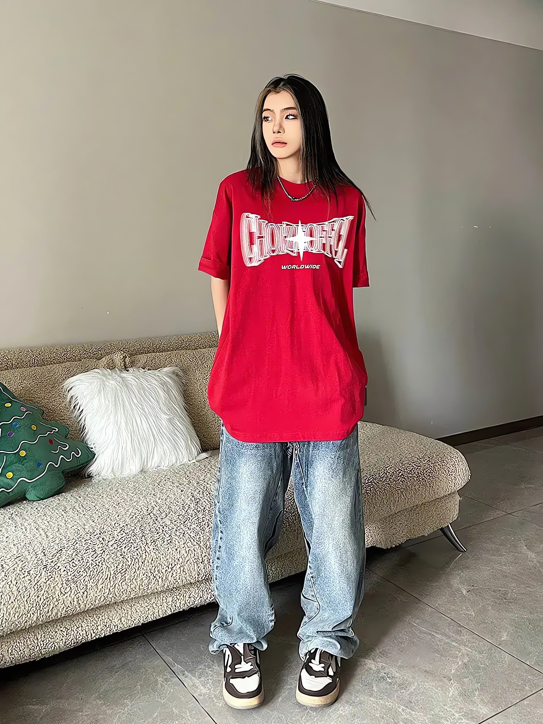 Y2K Shiny Star Worldwide Tee - KAYSMAR