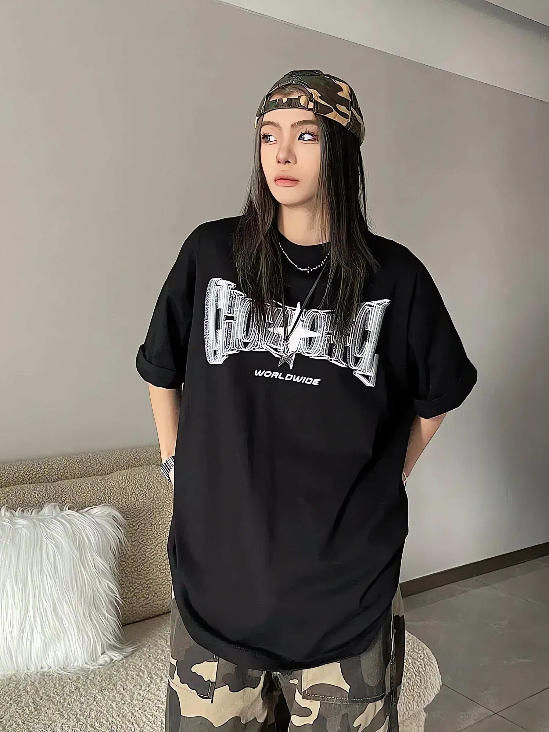 Y2K Shiny Star Worldwide Tee - KAYSMAR