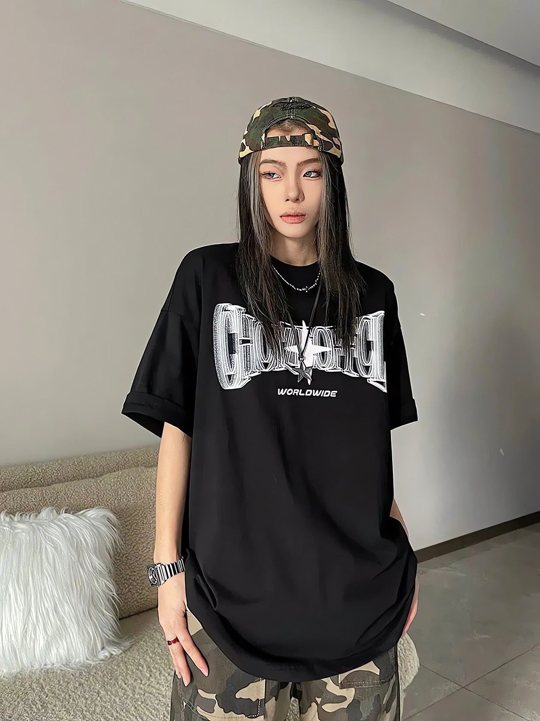 Y2K Shiny Star Worldwide Tee - KAYSMAR