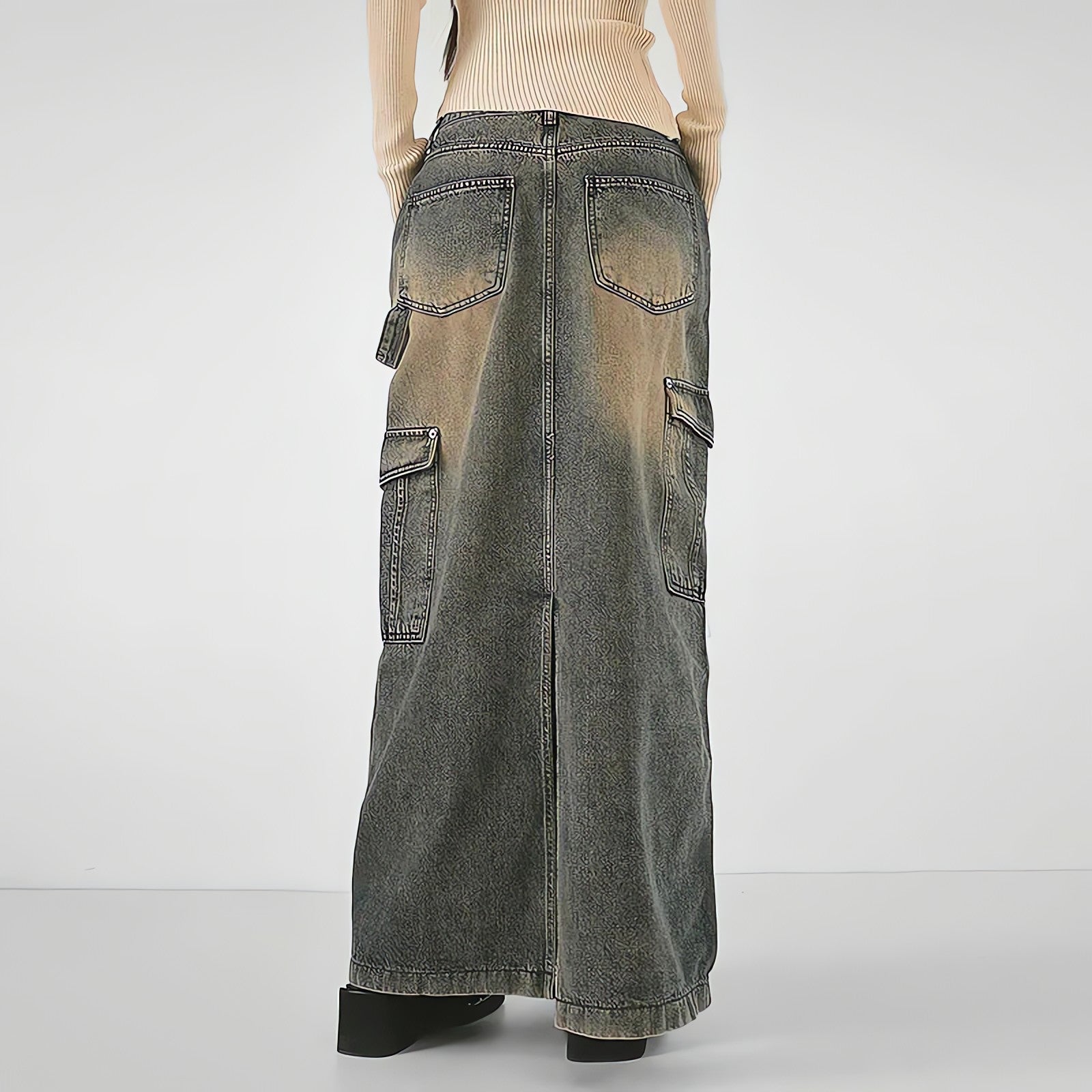 Y2K Side Strap Cargo Maxi Skirt - KAYSMAR