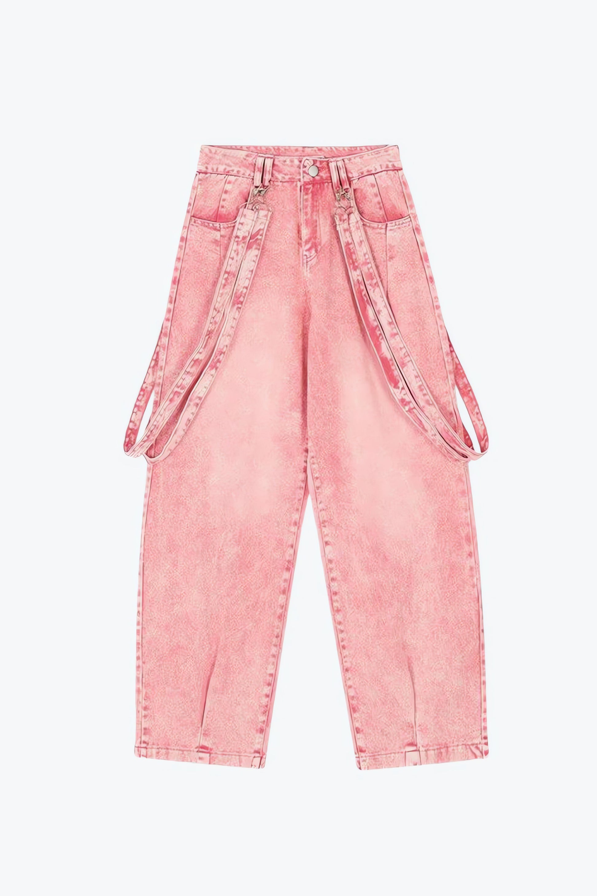 Y2K Soft Girl Double Belted Baggy Jeans - KAYSMAR