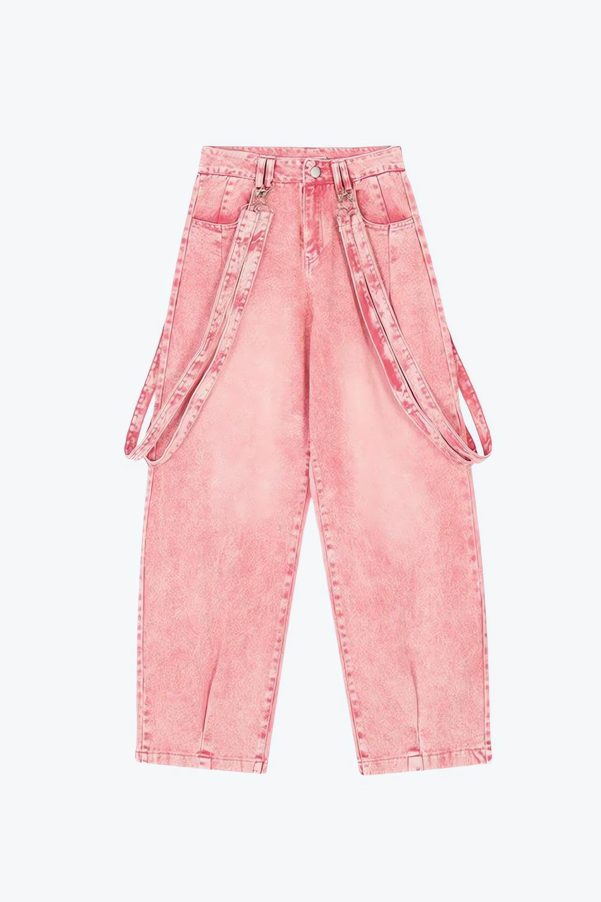 Y2K Soft Girl Double Belted Baggy Jeans - KAYSMAR