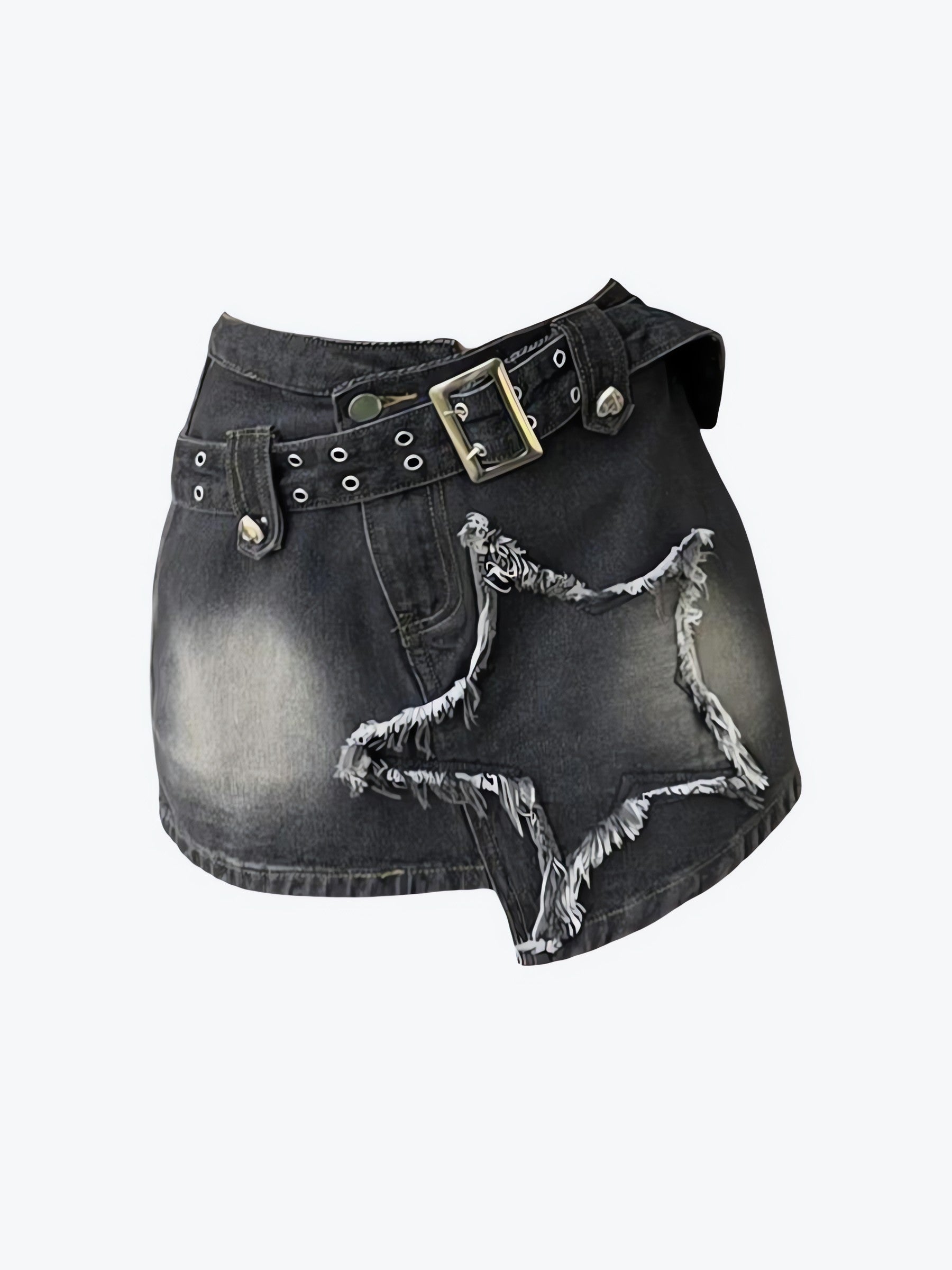 Y2K Star Asymmetric Denim Mini Skirt - KAYSMAR