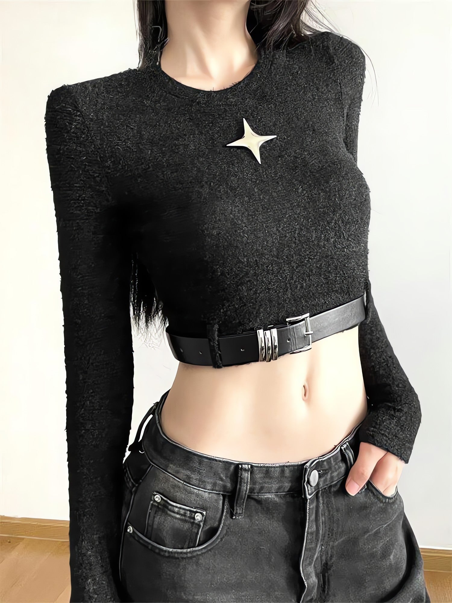 Y2K Star Belted Crop Top - KAYSMAR
