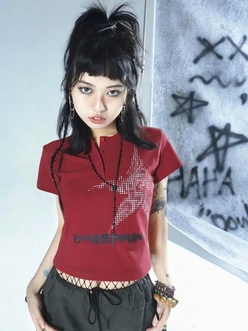 Y2K Star Button-Up Tee - KAYSMAR