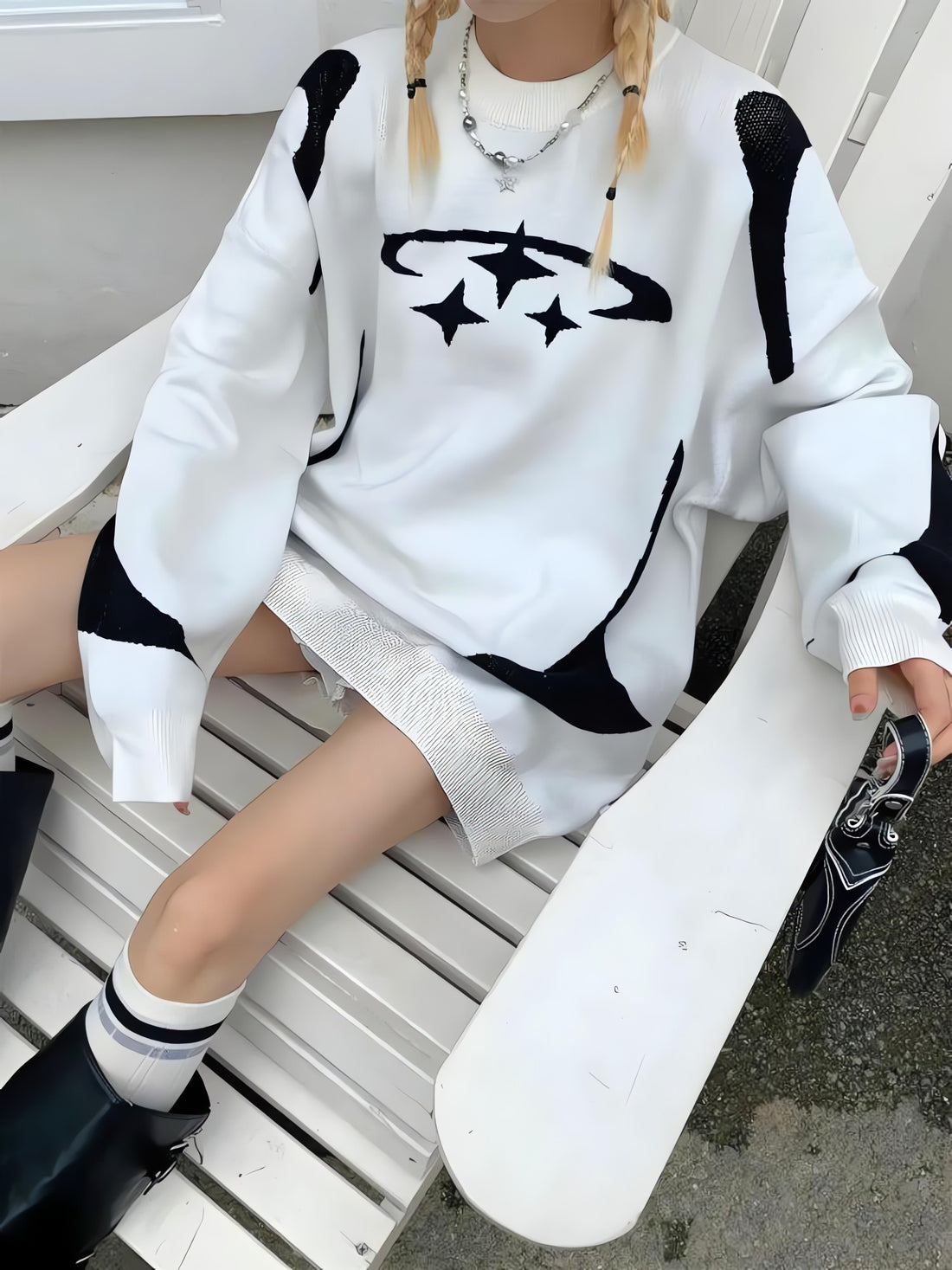 Y2K Star Futuristic Knitted Sweater - KAYSMAR