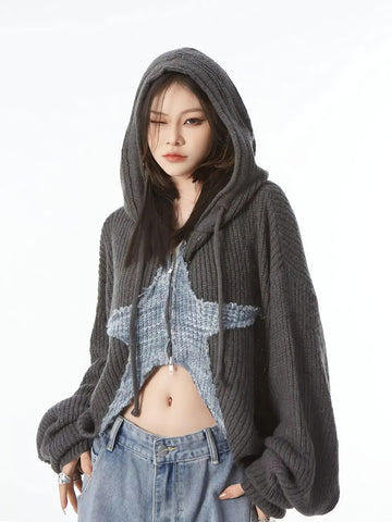 Y2K Star Hooded Cardigan - KAYSMAR