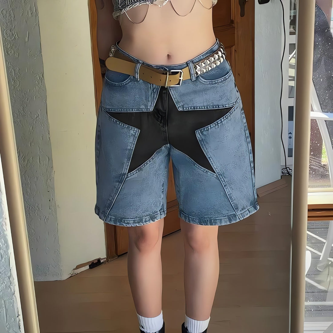 Y2K Star Jean Shorts - KAYSMAR