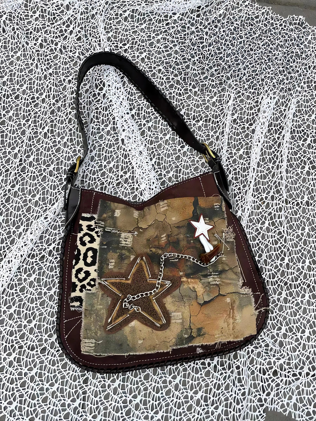 Y2K Star Patch Distressed Bag - KAYSMAR