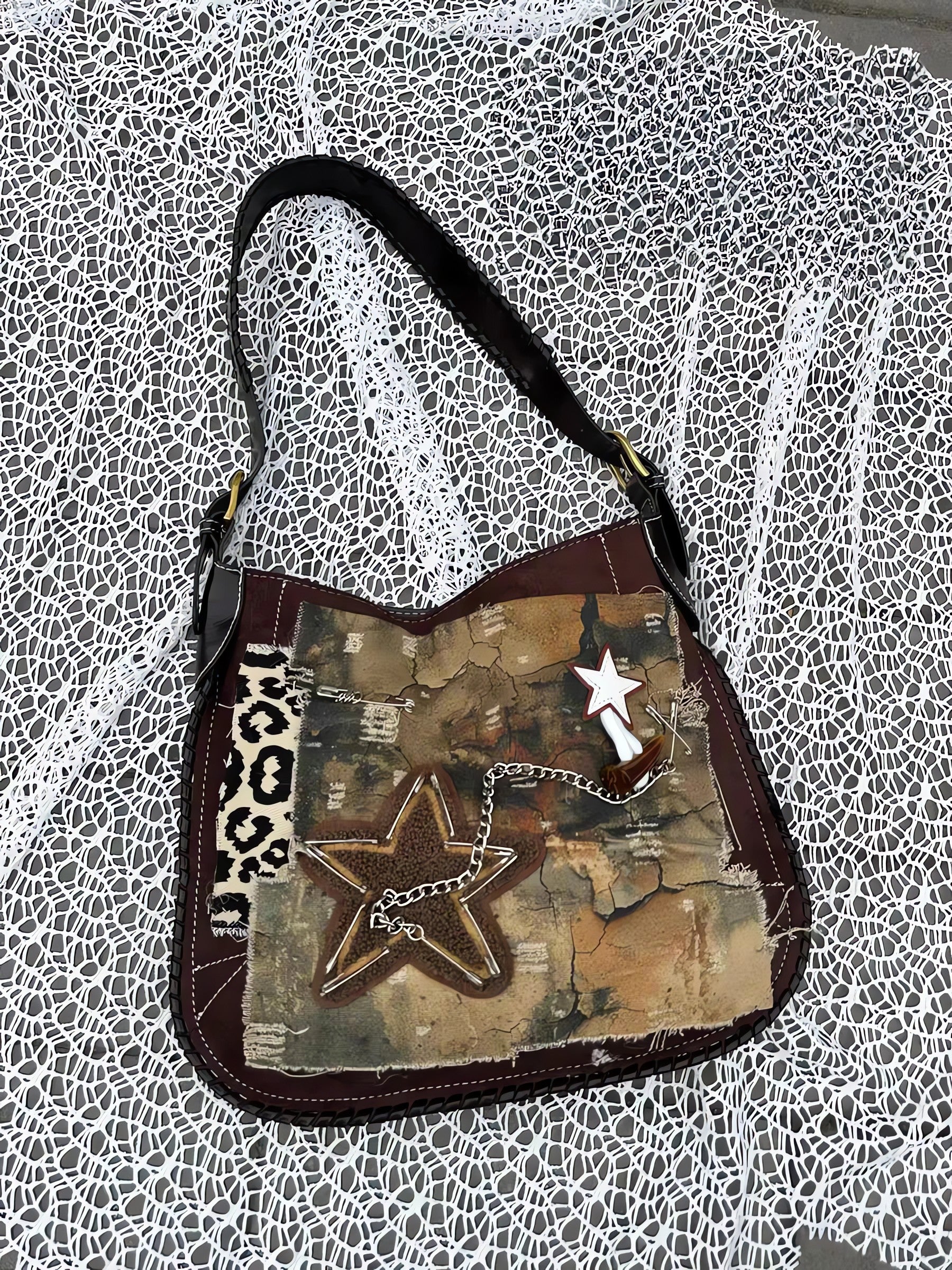 Y2K Star Patch Distressed Bag - KAYSMAR
