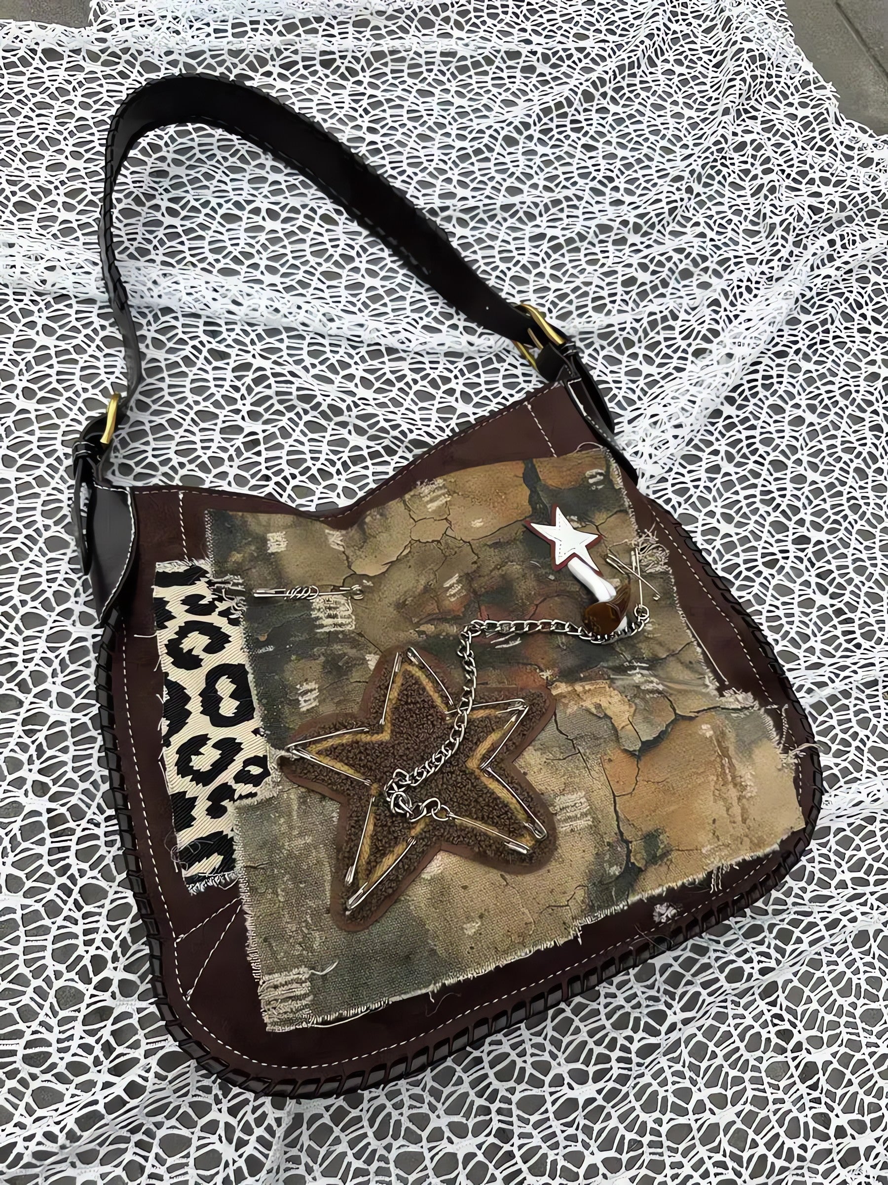 Y2K Star Patch Distressed Bag - KAYSMAR
