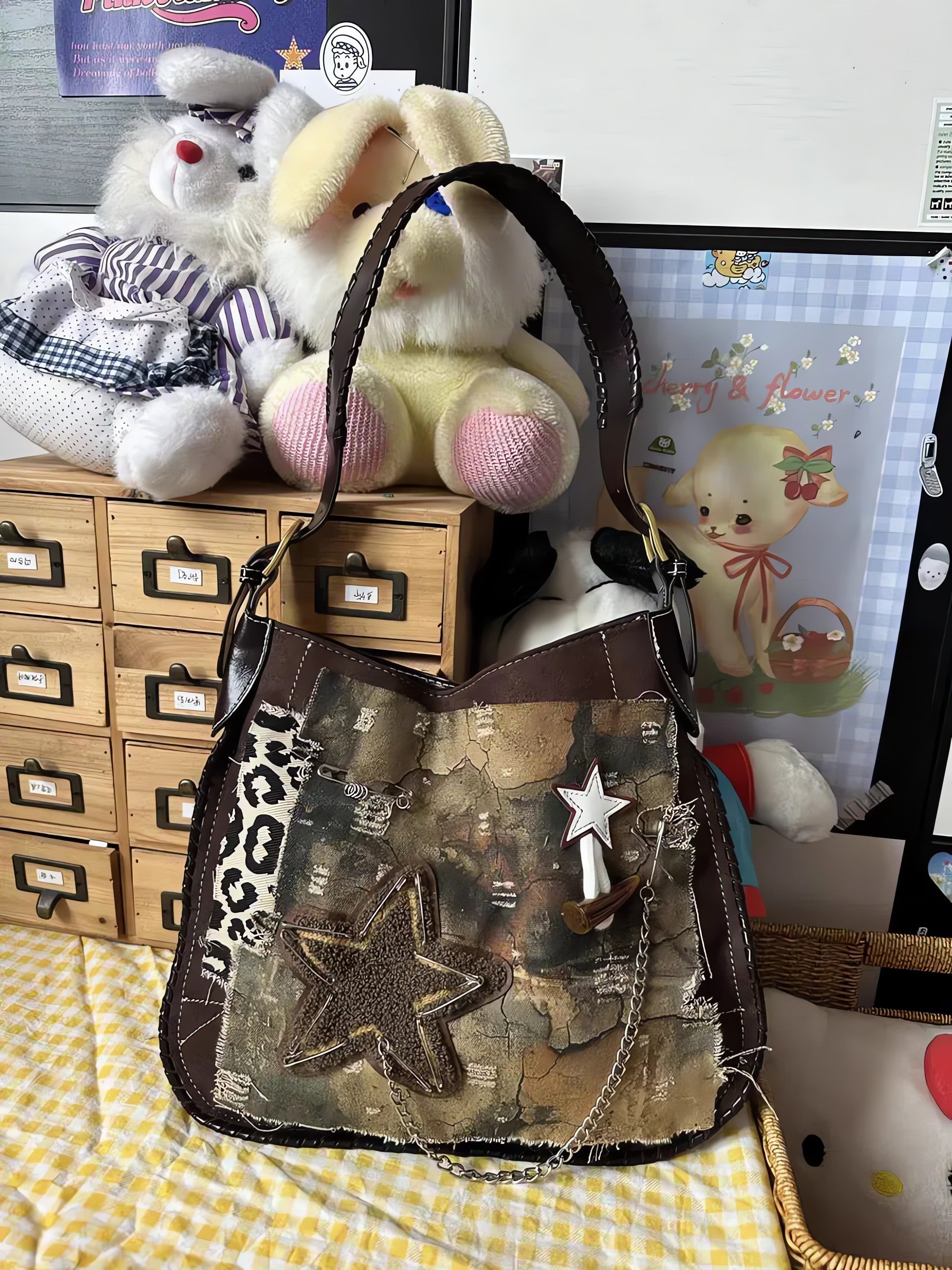 Y2K Star Patch Distressed Bag - KAYSMAR