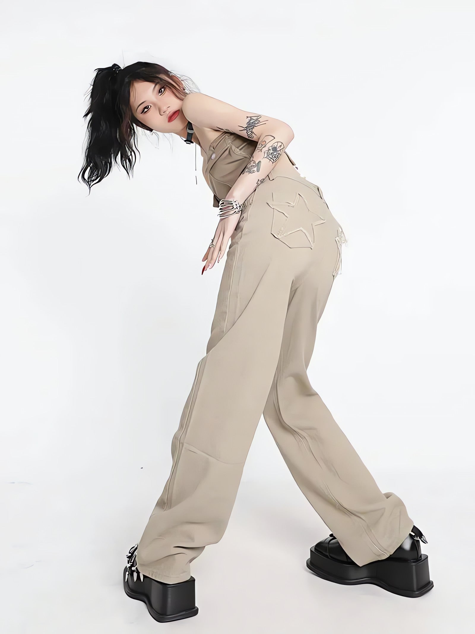 Y2K Star Pockets High Waist Jeans - KAYSMAR