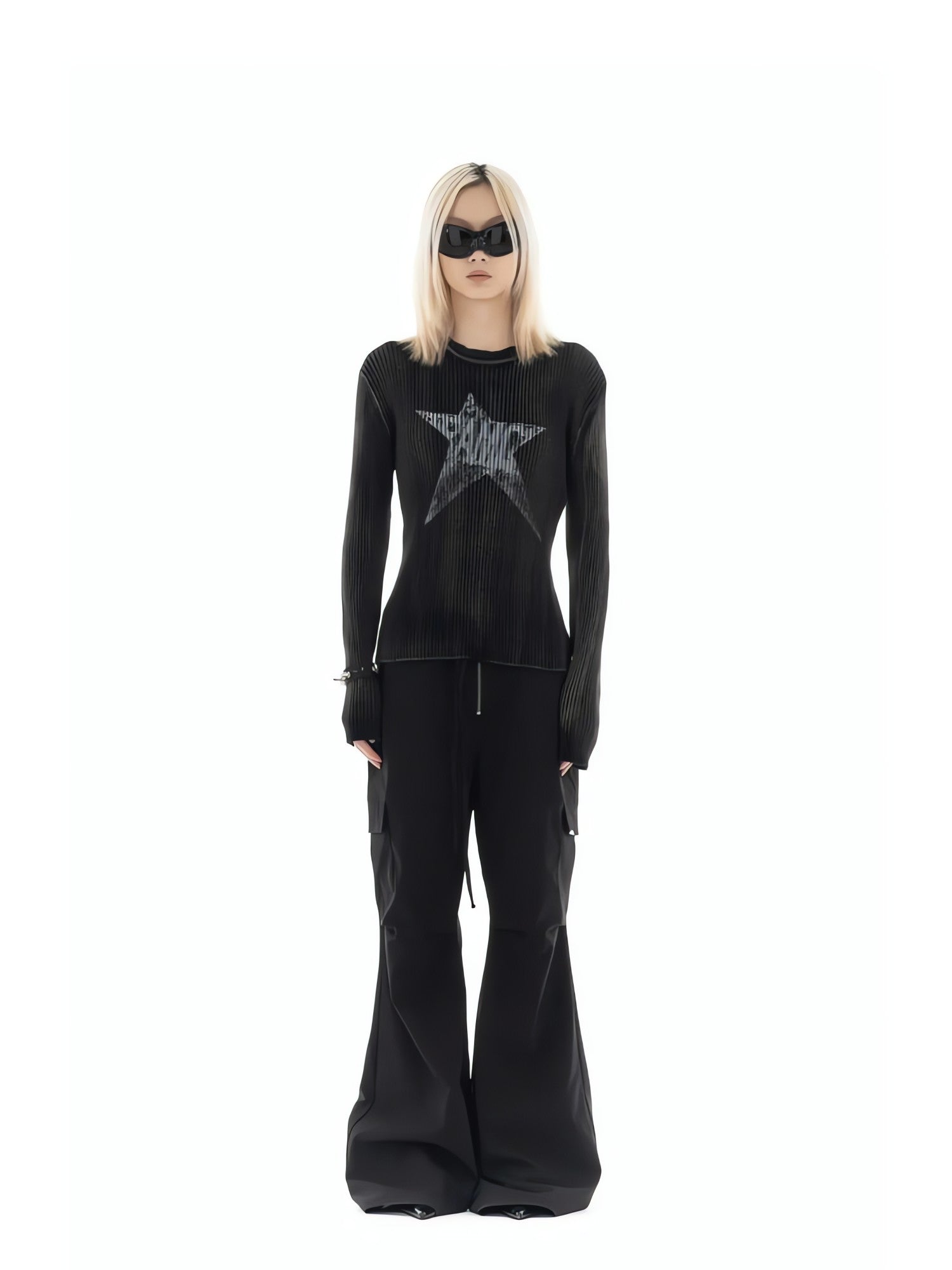 Y2K Star Tall Long Sleeve Corduroy Sweater - KAYSMAR