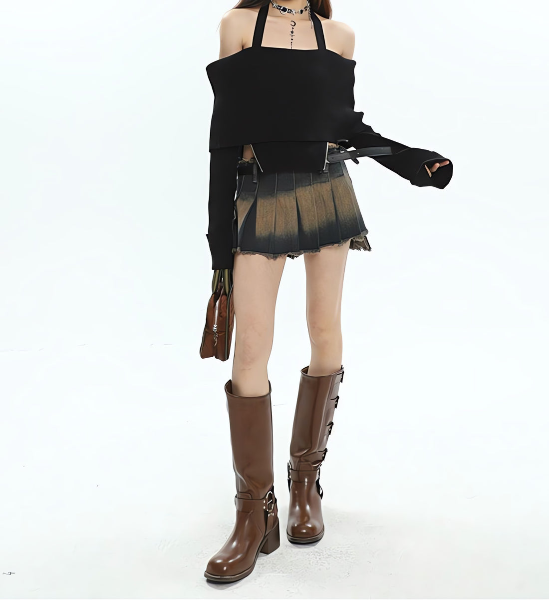 Y2K Tie At Side Distressed Mini Skirt - KAYSMAR