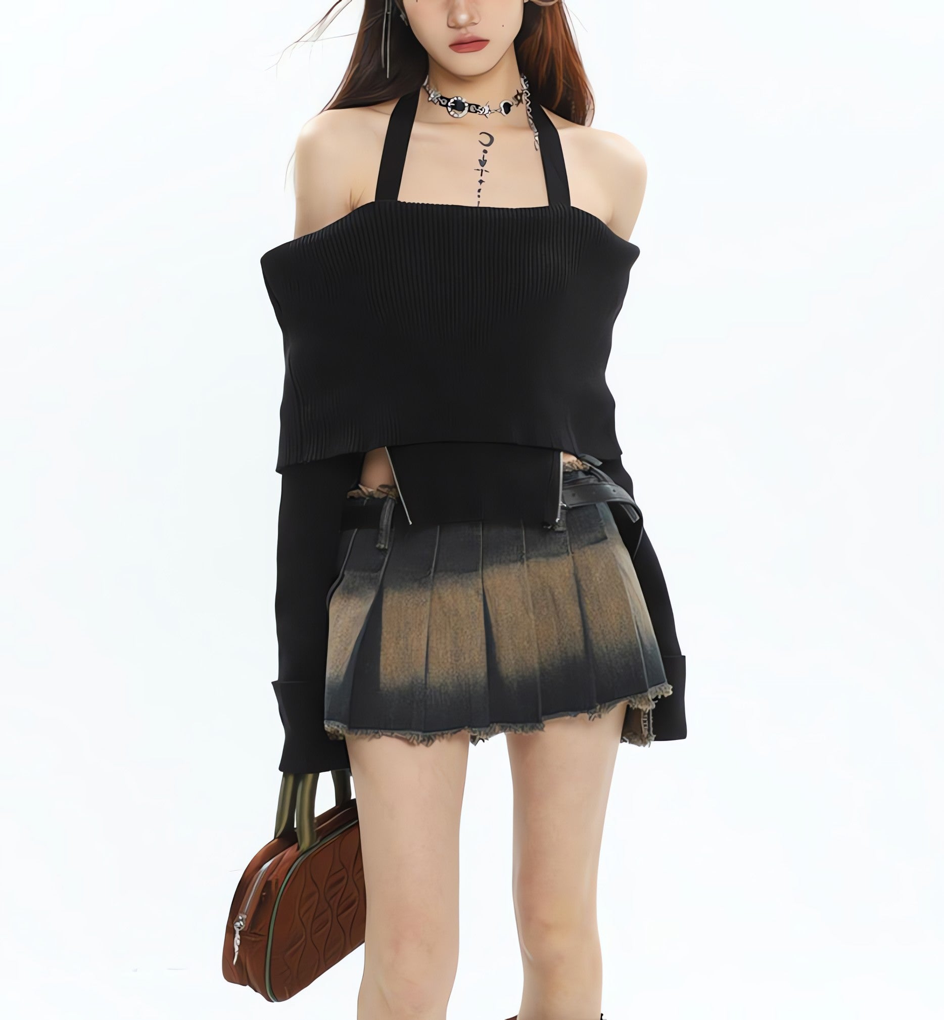 Y2K Tie At Side Distressed Mini Skirt - KAYSMAR