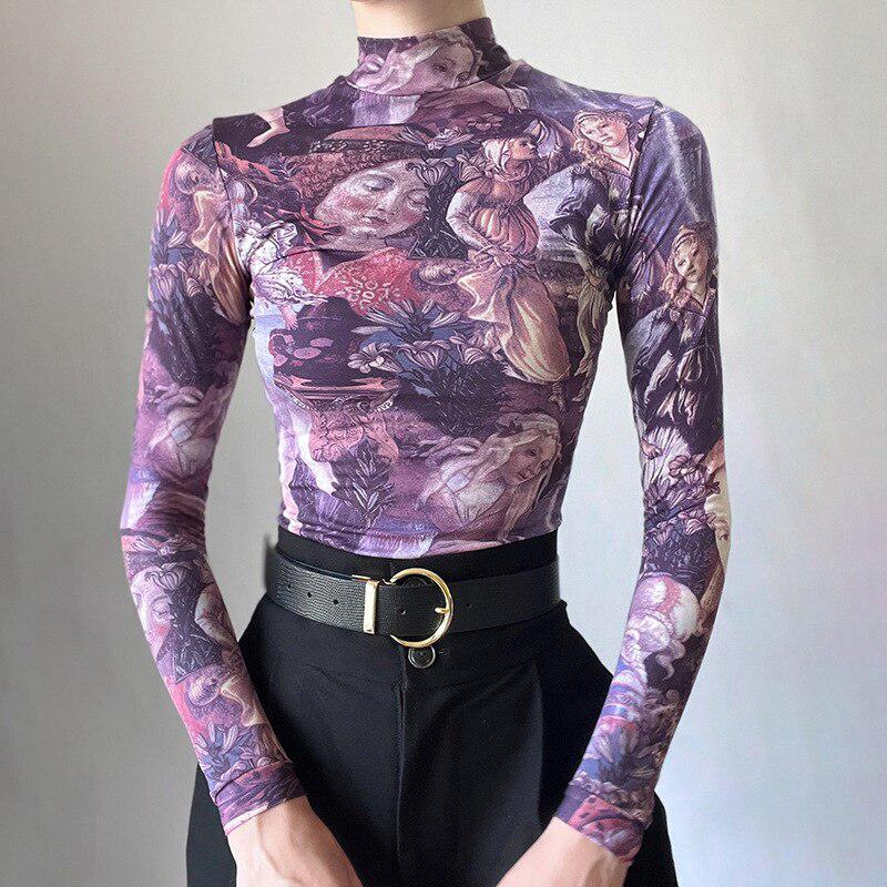 Y2K Angel Graphic Mesh Top - KAYSMAR