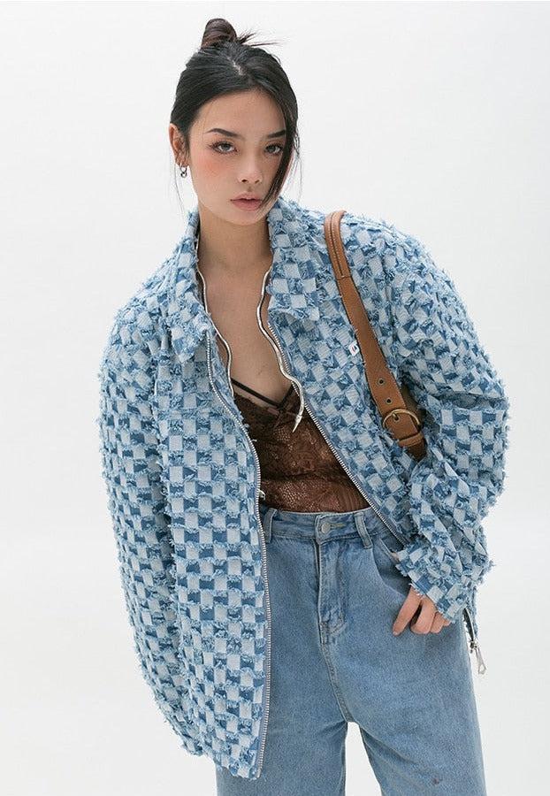 Y2K Checkered Zip Up Jacket - KAYSMAR